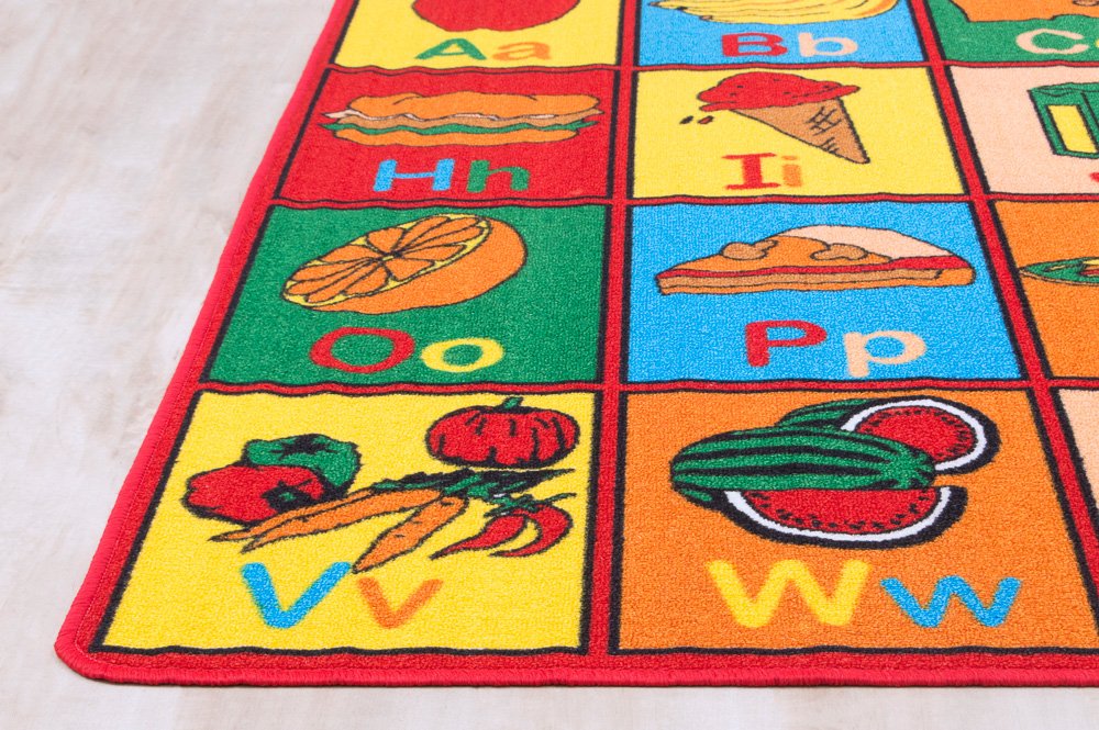 HR Kids Educational ABC Food & Fruits Learning Rug - Non-Slip Rubber Back Play Mat for Toddlers | Colorful Alphabet & Nutrition Playtime Mat for Nursery, Classroom & Playroom