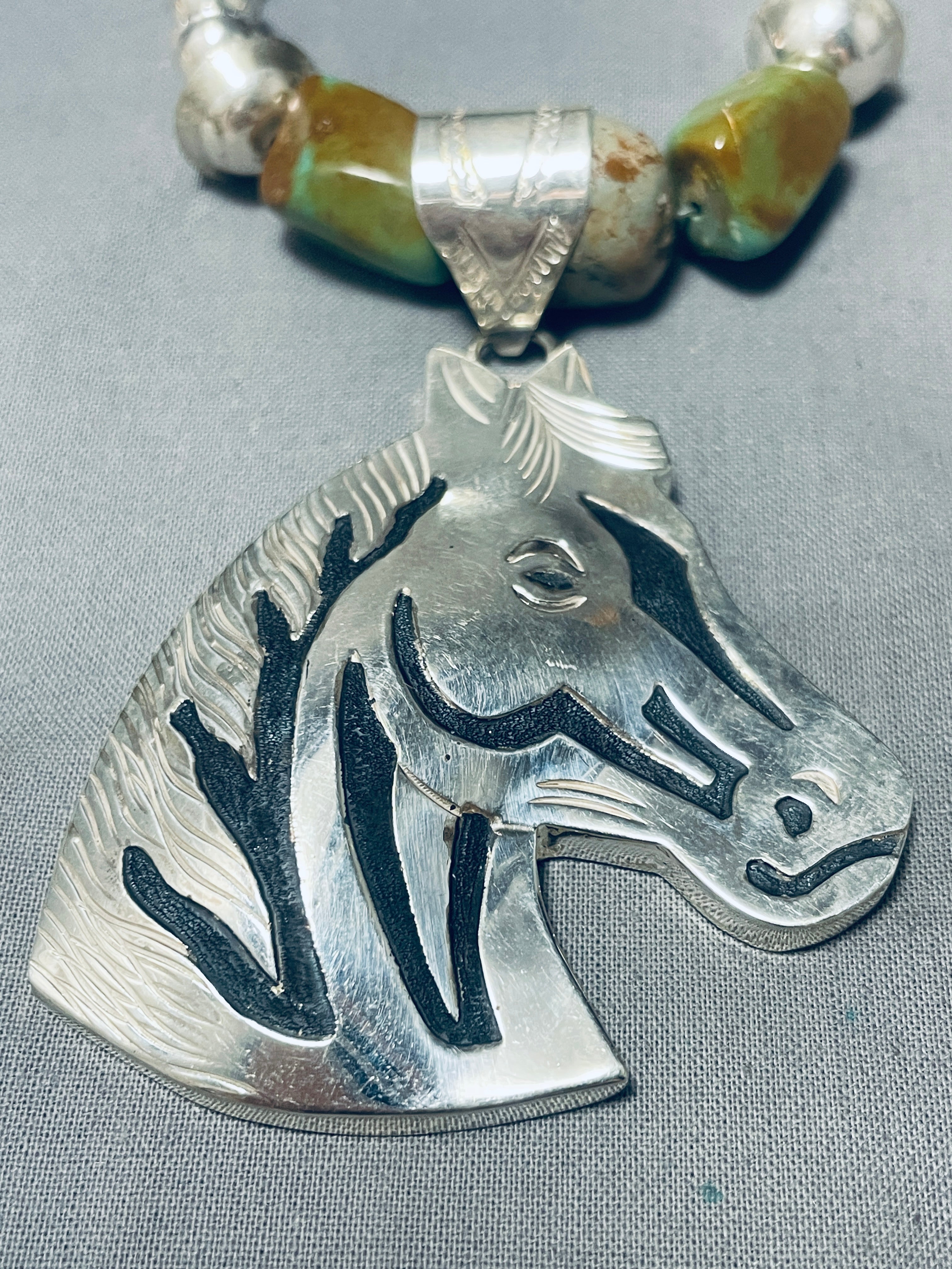 Authentic Navajo Sterling Silver Necklace with Green Turquoise - 115g Handcrafted Jewelry for Women, Perfect for Boho Fashion, Weddings & Special Occasions