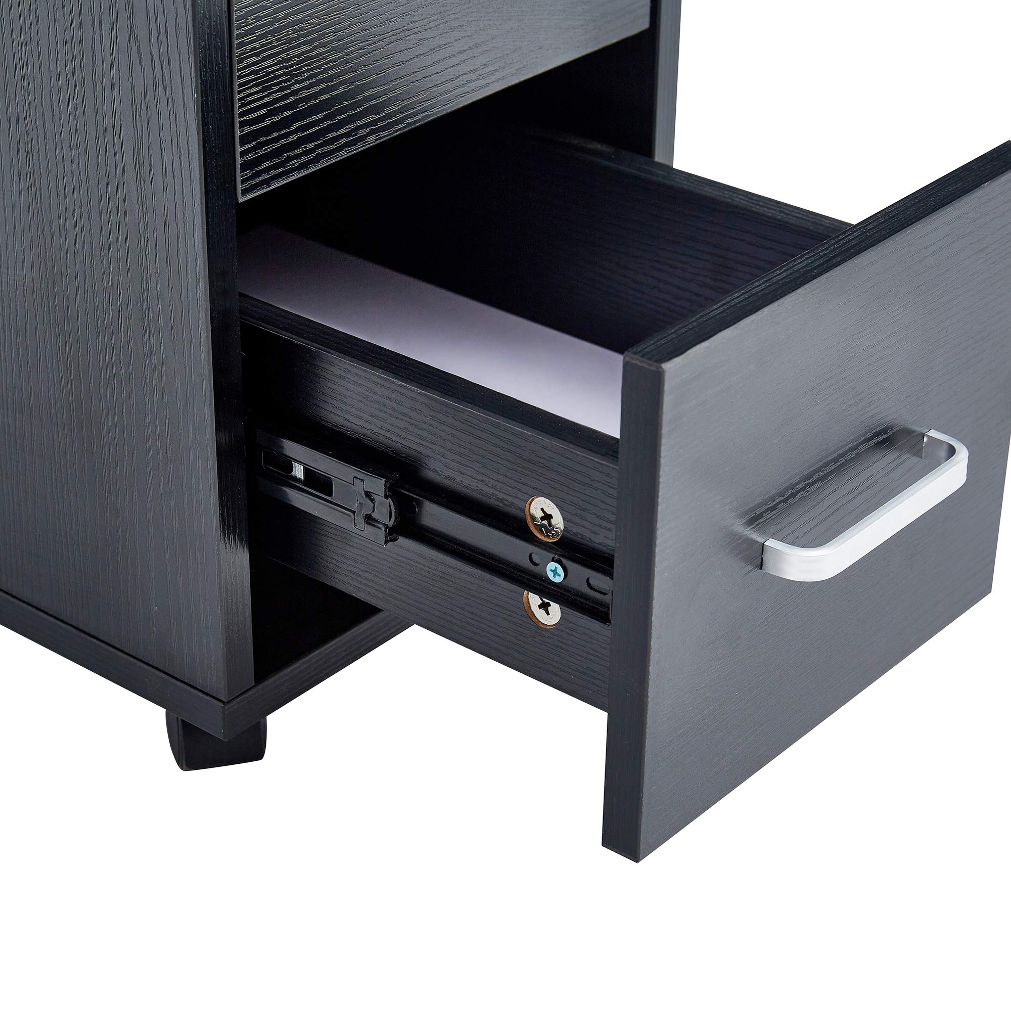 Professional SSLine Manicure Nail Table Station with Wheels - Portable Nail Salon Desk with 4 Drawers & Cabinet - Black Beauty Spa Workstation for Nail Art & Pedicure - Perfect for Home Salons, Spas & Professional Nail Technicians