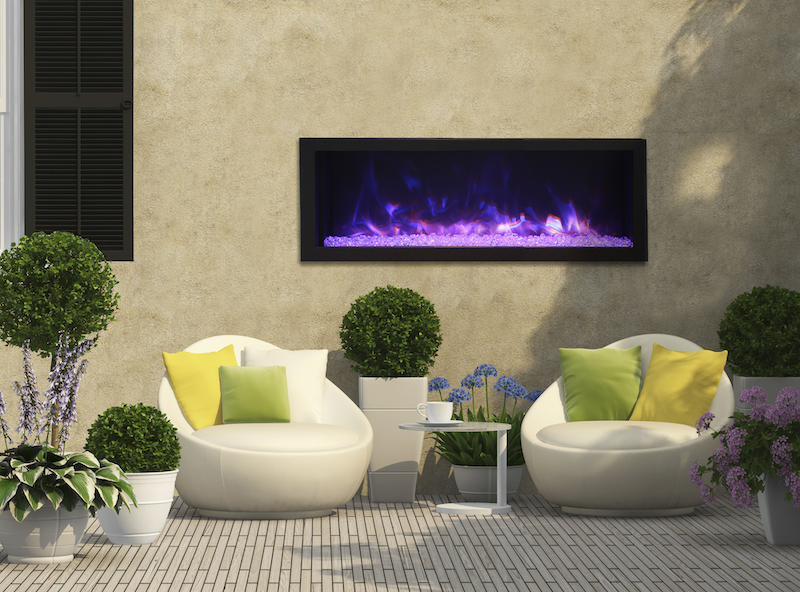 45-Inch Deep Recessed Electric Fireplace - Indoor/Outdoor Built-In Wall Mount Fireplace with Realistic LED Flames - Perfect for Living Rooms, Bedrooms, and Patios (Model: 102745 DE Remii)
