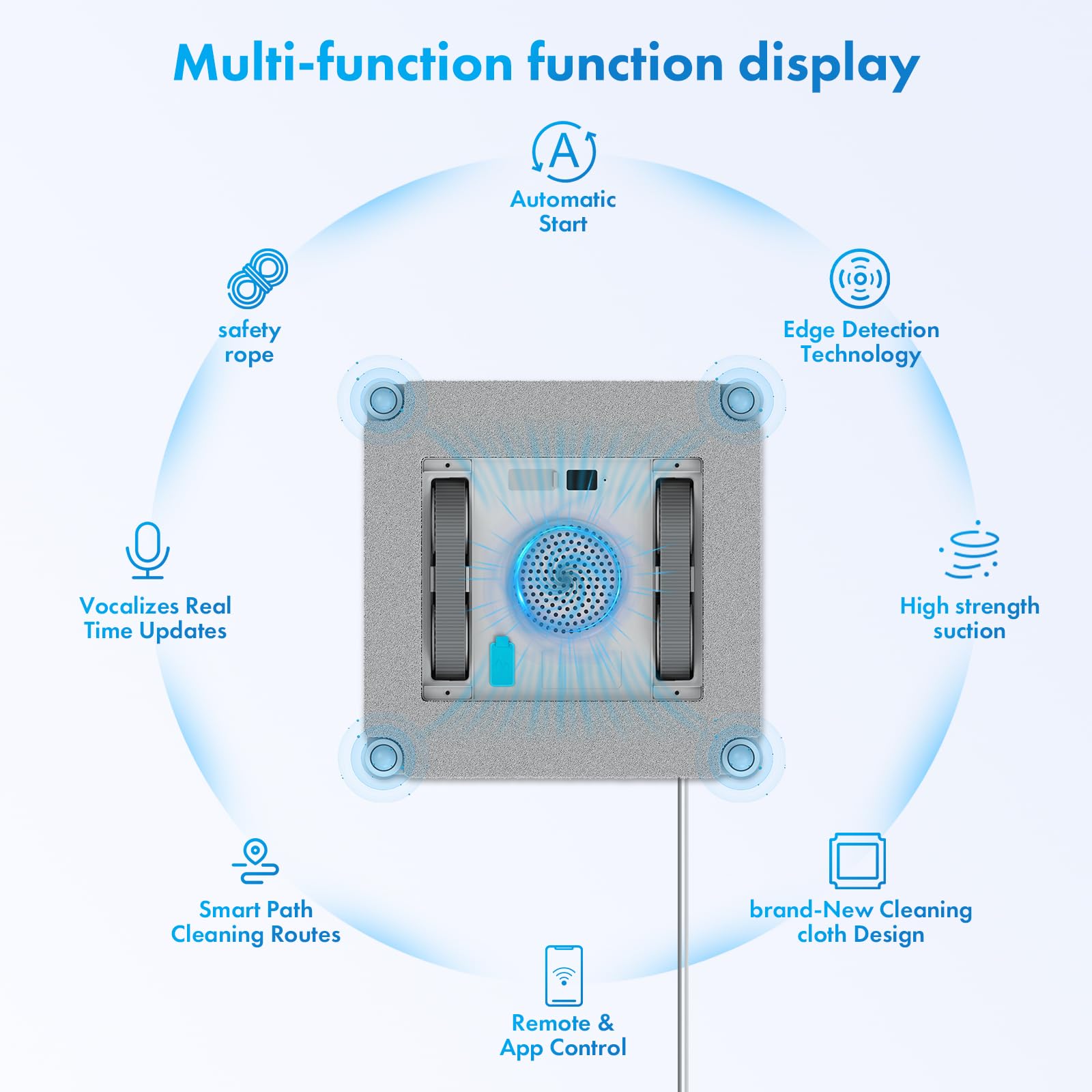 Mamibot W120-DP Smart Window Cleaning Robot with 4 Water Spray Nozzles, 3200Pa Strong Suction, Edge Detection & Multiple Cleaning Modes - App/Remote Control for Spotless Windows at Home or Office