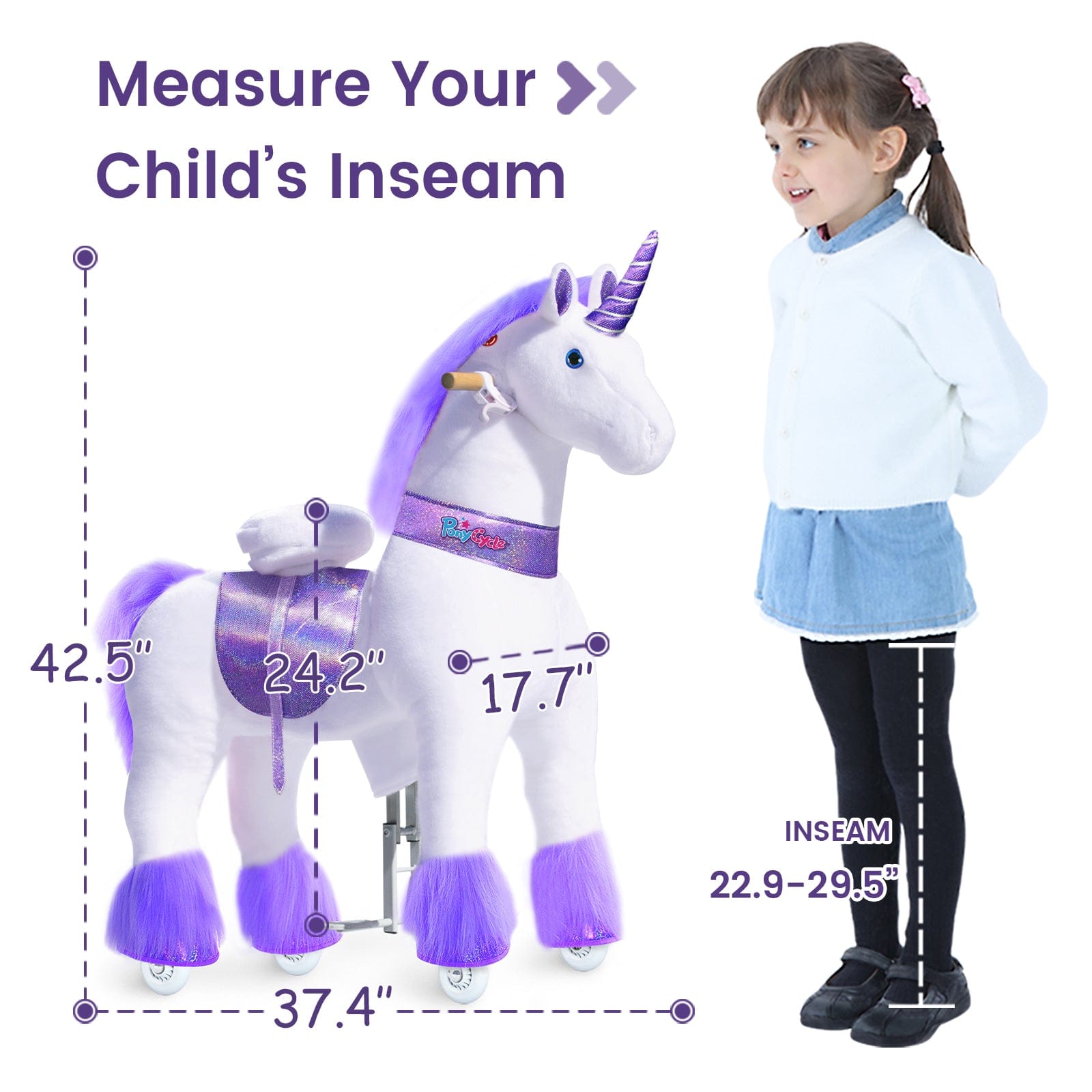 Ponycycle Ride-On Toy for Kids Ages 4-8 | Medium Size Wooden Rocking Horse | Perfect for Indoor & Outdoor Play, Birthday Gifts, and Pretend Play Activities