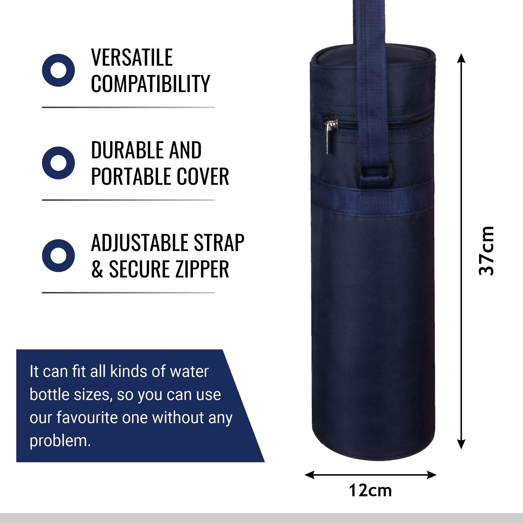 Homestic Insulated Water Bottle Bag - Adjustable Strap & Zipper Closure, 1L Leak-Proof Bottle Carrier for Travel, Gym, Hiking & Outdoor Activities (Pack of 2, Multi-Color)