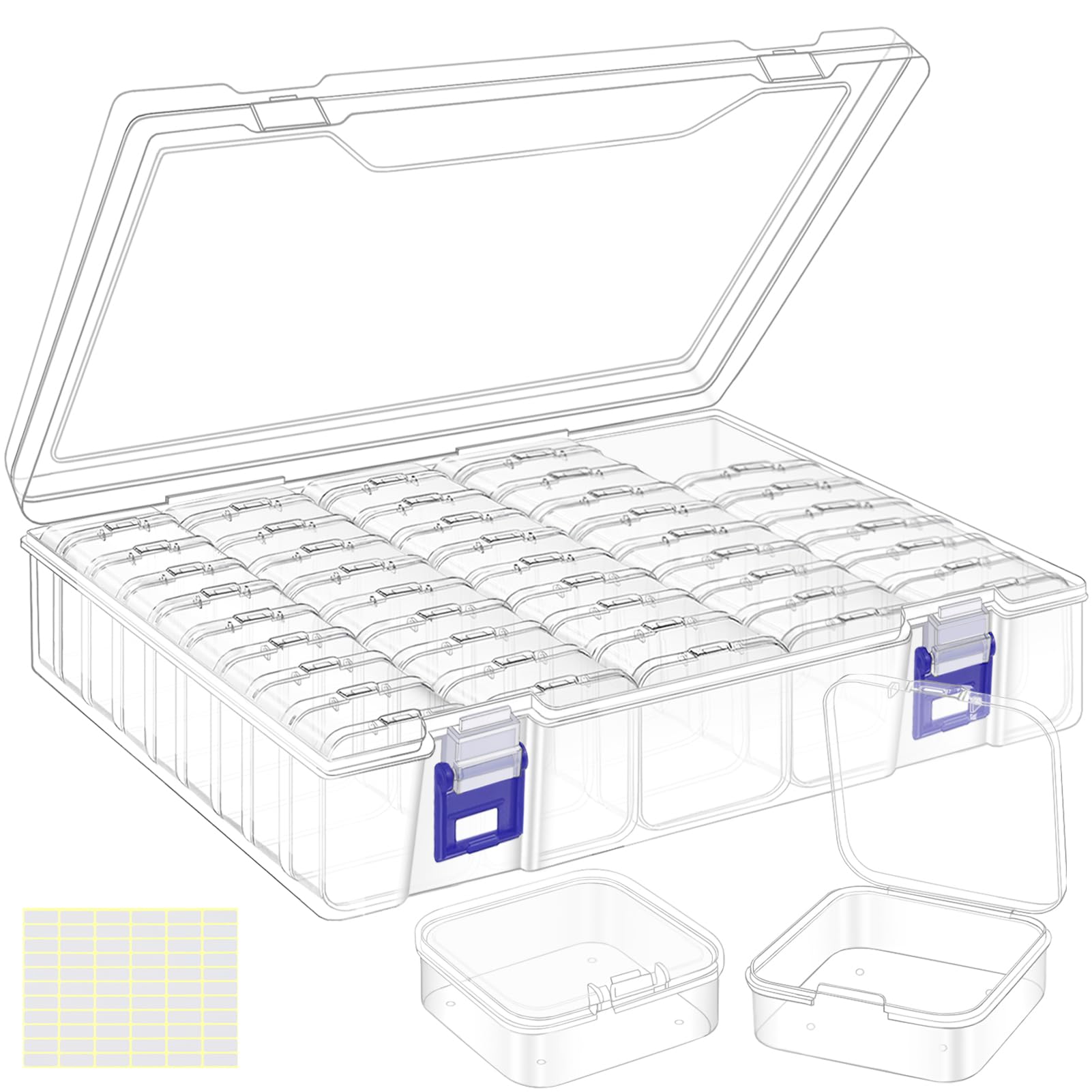 DILIBRA 46-Piece Bead Organizer Box Set - Small Clear Plastic Storage Containers with Hinged Lids for Diamond Painting, Jewelry Making, DIY Crafts - Perfect for Craft Room Organization & Travel Beading Projects