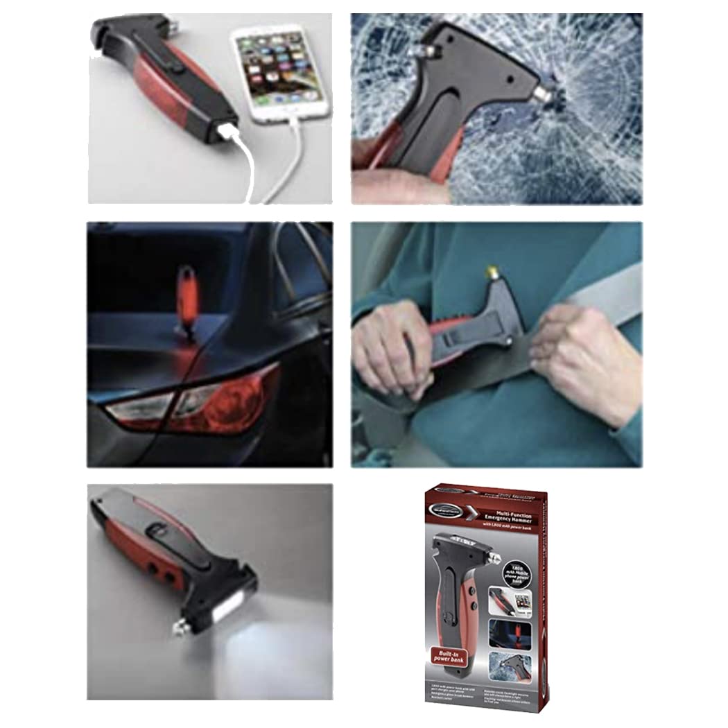 Multi-Function Emergency Auto Safety Hammer with Flashing Lights - Car Escape Tool for Breaking Windows & Cutting Seatbelts - Essential Vehicle Safety Gear for Emergencies & Roadside Assistance