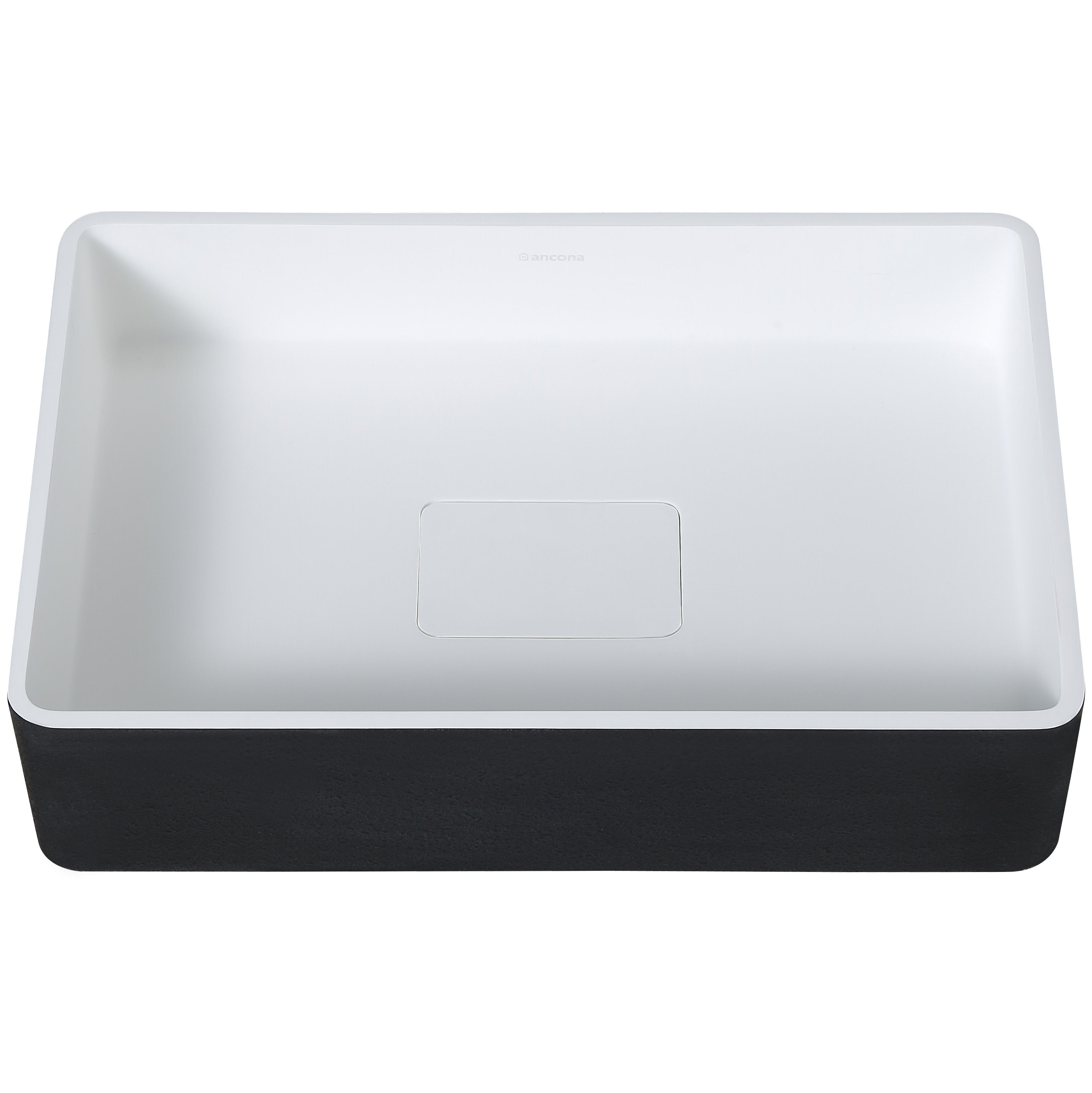 Ancona Holbrook Pure Stone Rectangular Bathroom Vessel Sink - Black & White - Modern Vanity Sink for Bathroom Remodel, Powder Room, or Luxury Master Bath