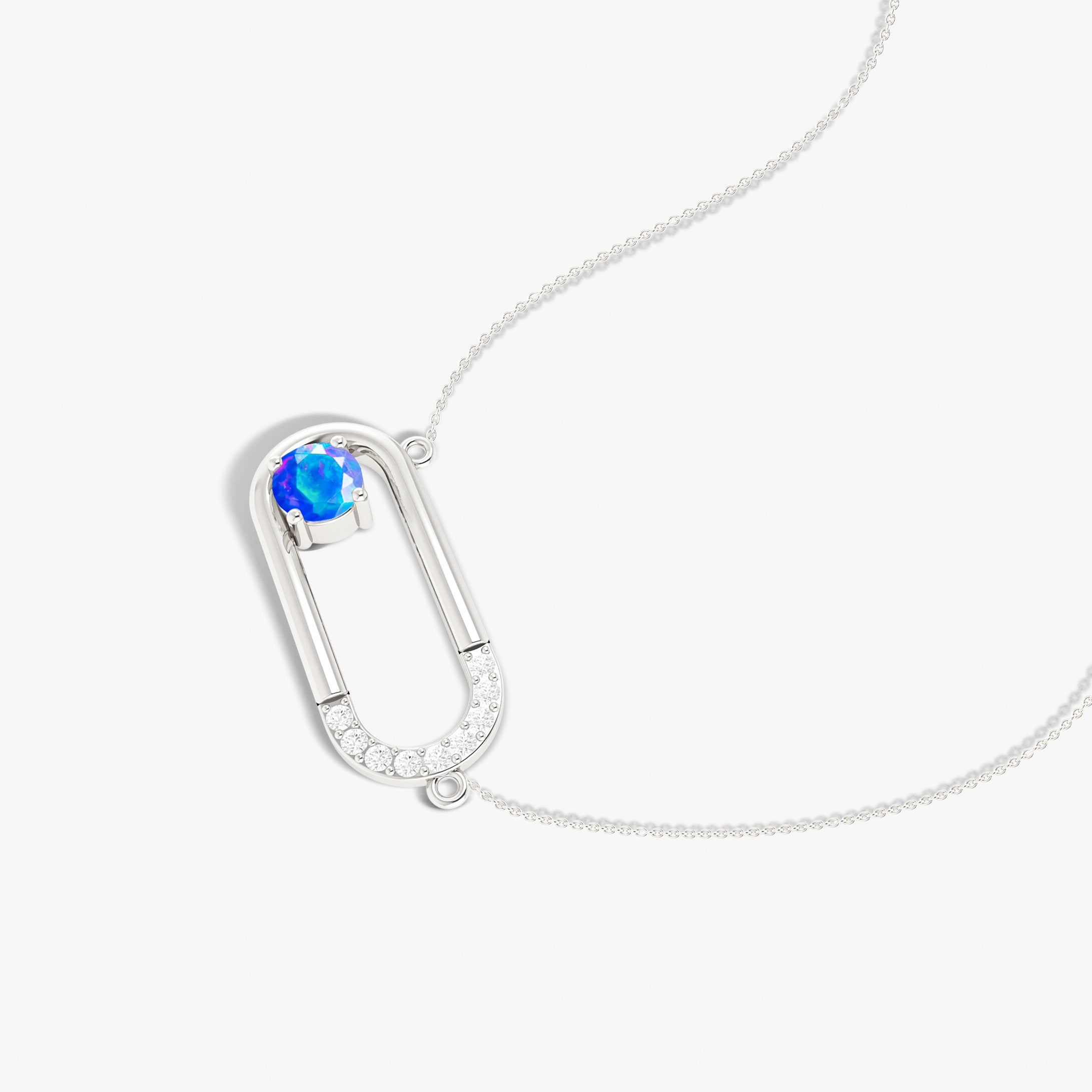 Natural Blue Opal Rectangle Pendant Necklace for Women - Elegant Chain Jewelry Gift for Birthday, Anniversary & Special Occasions