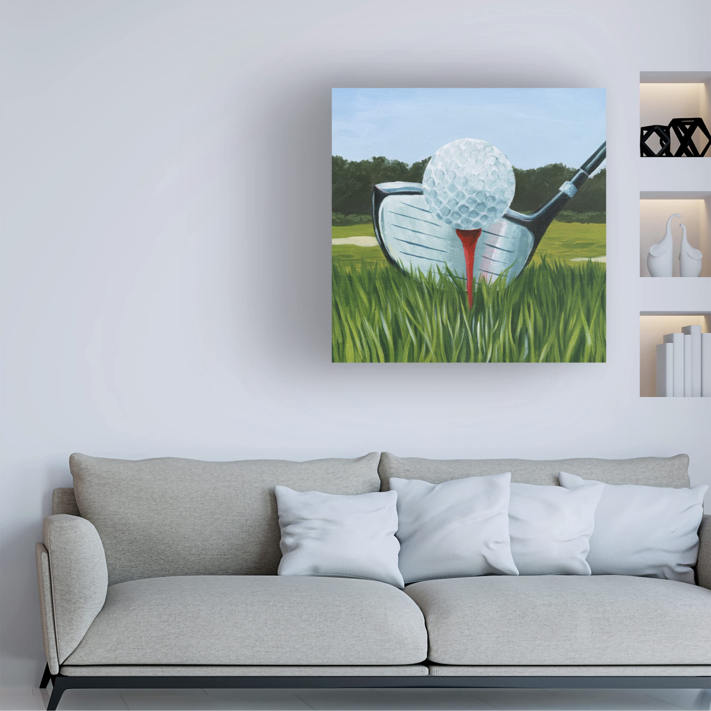 Trademark Fine Art 'Tee Off I' Golf Landscape Canvas Wall Art by Grace Popp - Perfect for Living Room, Office, or Golf Lover's Home Decor