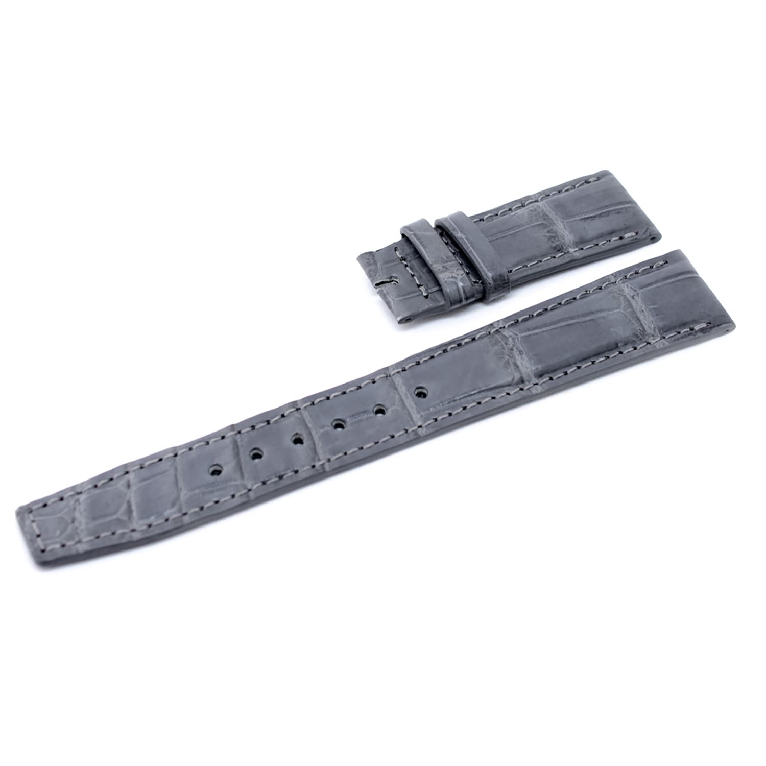 20mm Gray Genuine Alligator Leather Watch Strap for IWC Portuguese - Handmade Luxury Replacement Band for Dress Watches & Formal Occasions