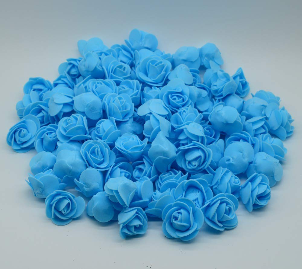 1.4 Inch Mini Foam Rose Artificial Flowers - 250 Pack Lake Blue Fake Roses for DIY Wedding Decor, Home Decoration, Craft Projects & Party Confetti - Perfect for Bouquets, Centerpieces, Scrapbooking & Gift Wrapping