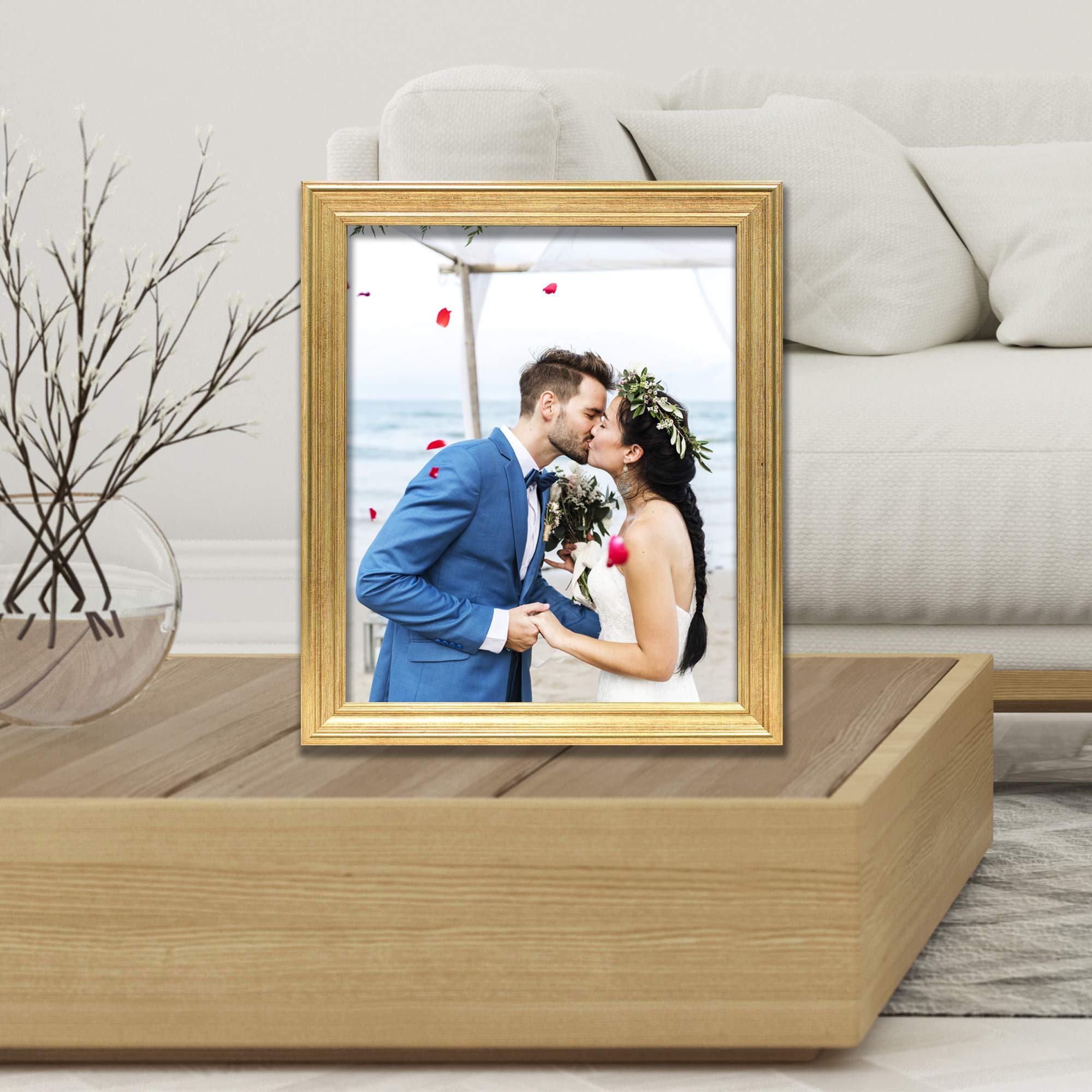 Lawrence Frames 536280 Sutter Gold 8x10 Picture Frame - Elegant Photo Display for Home, Office & Gifts - Perfect for Weddings, Graduations & Family Portraits