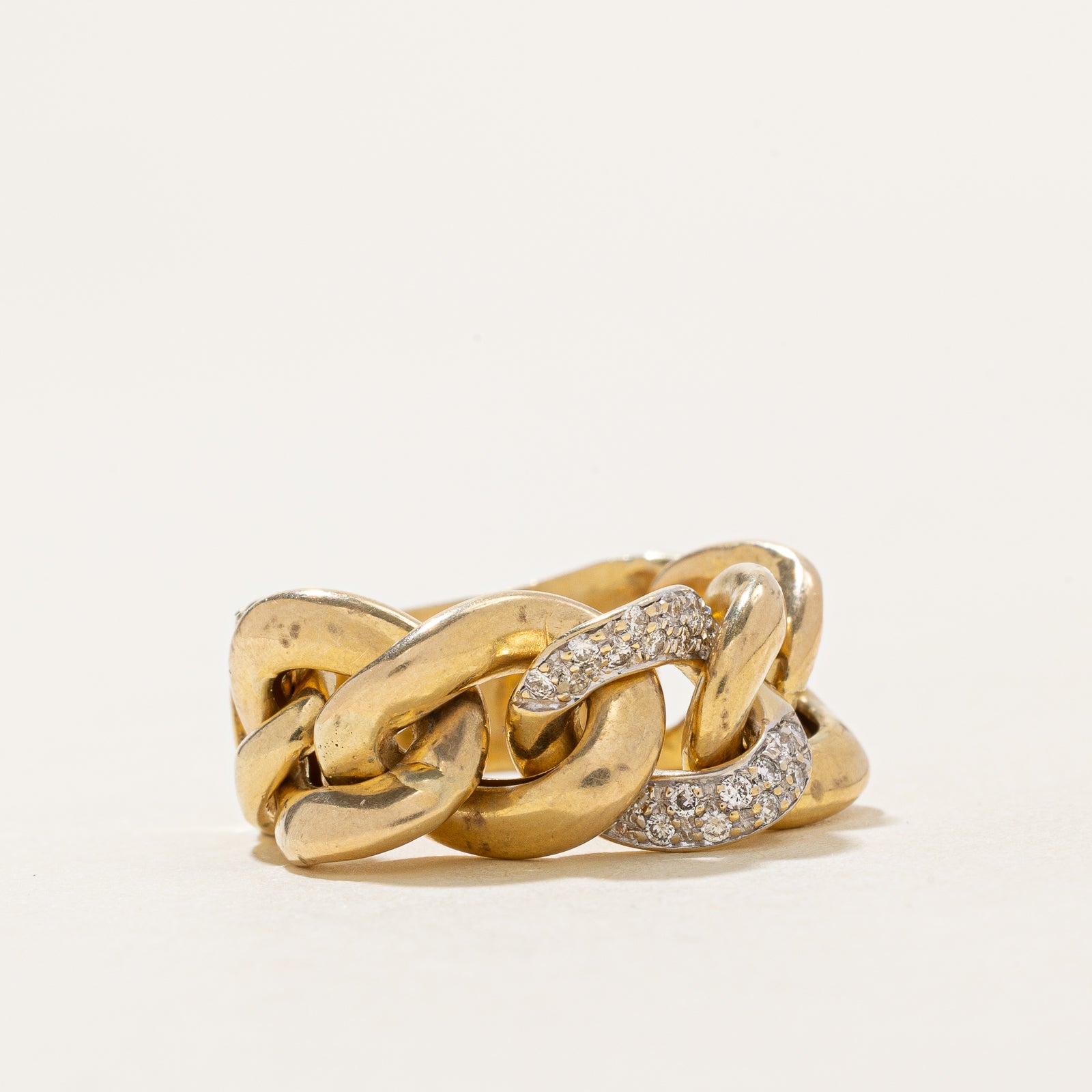0.15ctw Diamond Curb Link Chain Ring - Size 6.75 | Elegant Stackable Wedding Band, Anniversary Gift for Her | Perfect for Everyday Wear, Date Nights & Special Occasions