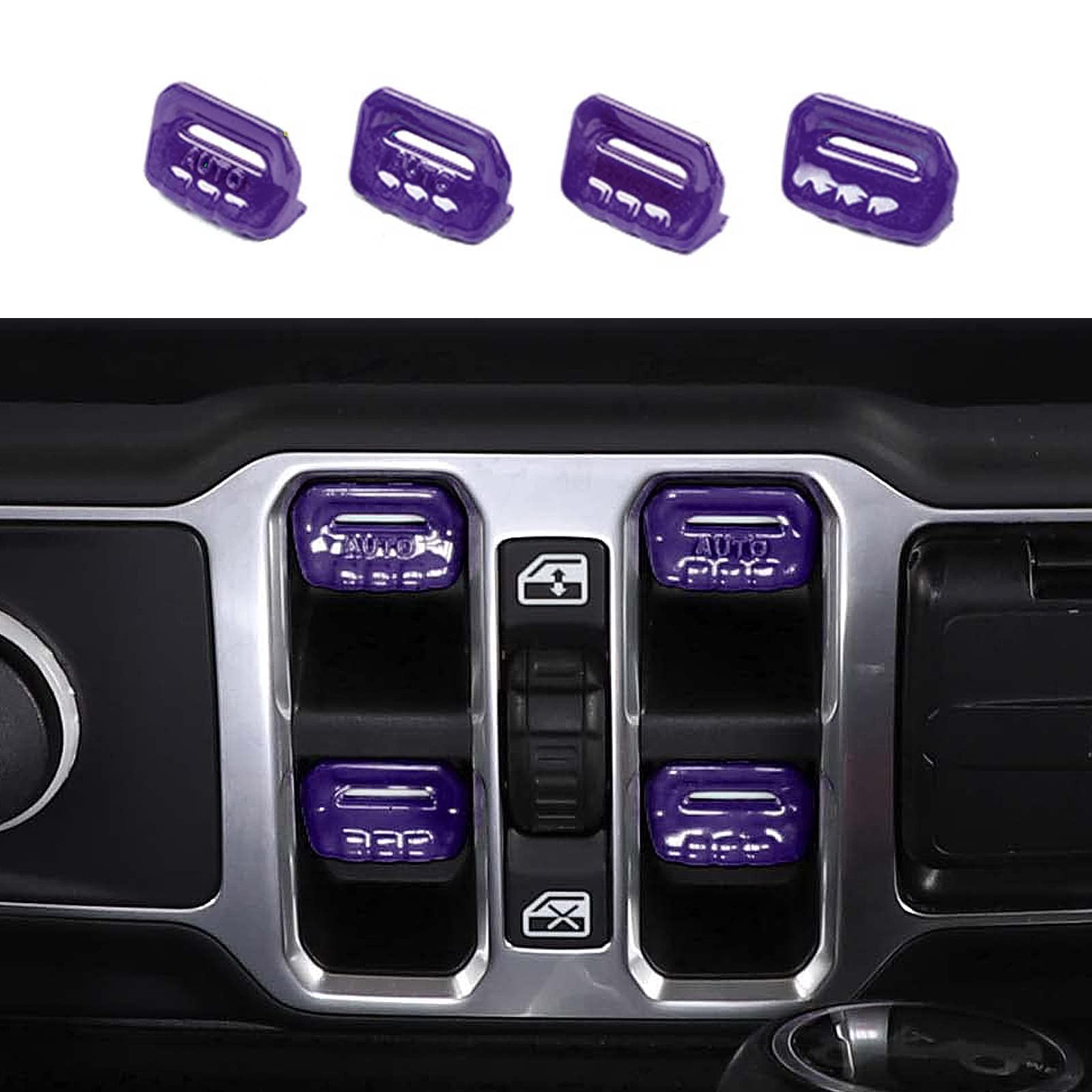 Jeep Wrangler JL JLU & Gladiator JT Window Switch Button Cover Trim (2018-2025) - Purple Interior Accessories for Enhanced Protection & Style | Perfect for Off-Roading & Daily Driving