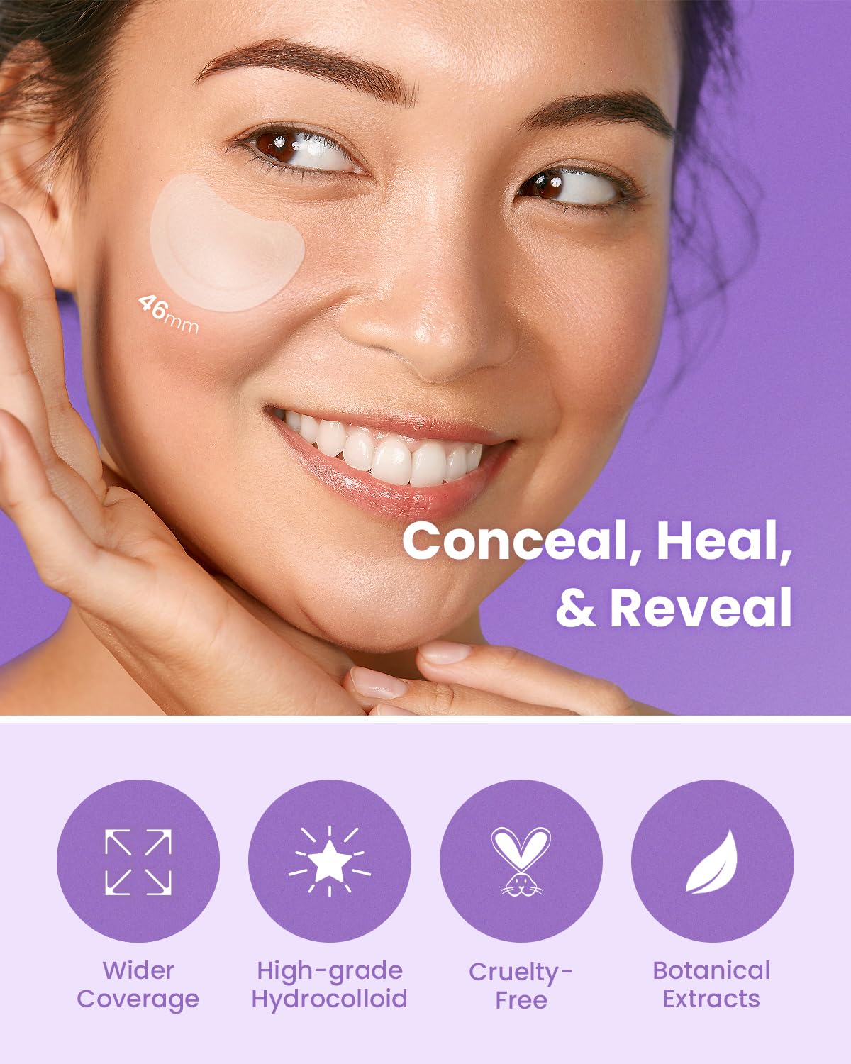 GLAM UP Spotless Patch - Hydrocolloid Acne Patches for Face, Cheek & Body, Blackhead Treatment, Vegan & Cruelty-Free (12 Count) - Perfect for Overnight Acne Care & Skin Healing
