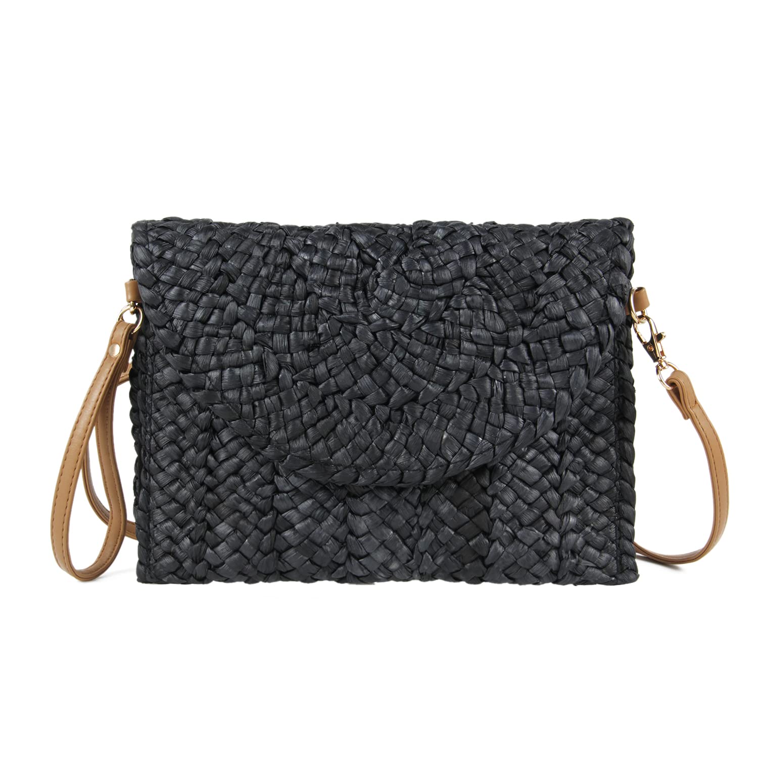 Emprier Women's Woven Straw Clutch Purse - Summer Beach Shoulder Bag, Casual Envelope Wristlet Handbag for Women | Perfect for Beach Vacations, Pool Parties & Outdoor Events