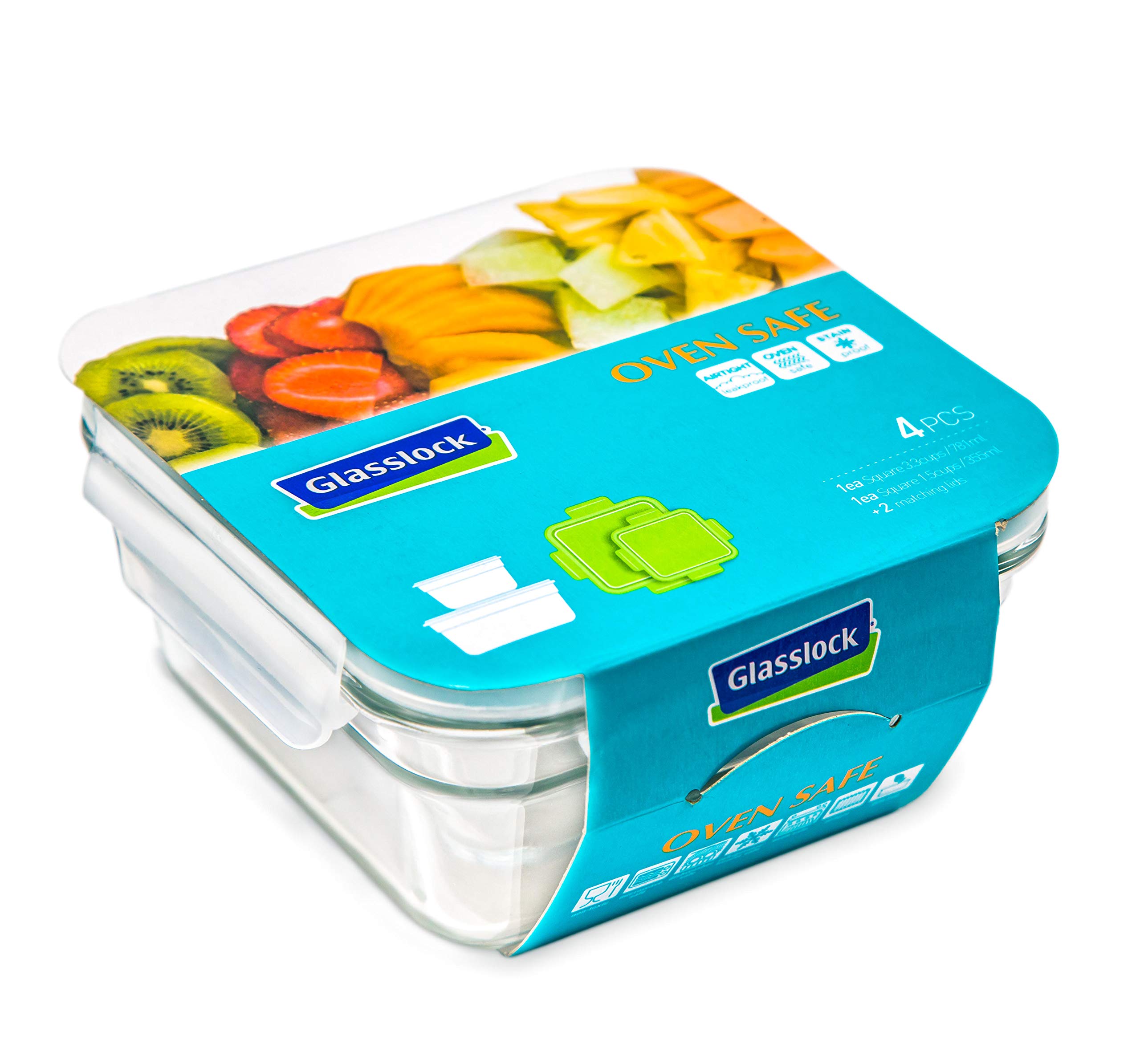 Premium Snaplock Lid Tempered Glass Food Storage Containers - 26oz & 12oz (4-Piece Set) - Leakproof, Microwave & Oven Safe - Ideal for Meal Prep, Leftovers & Freezer Storage