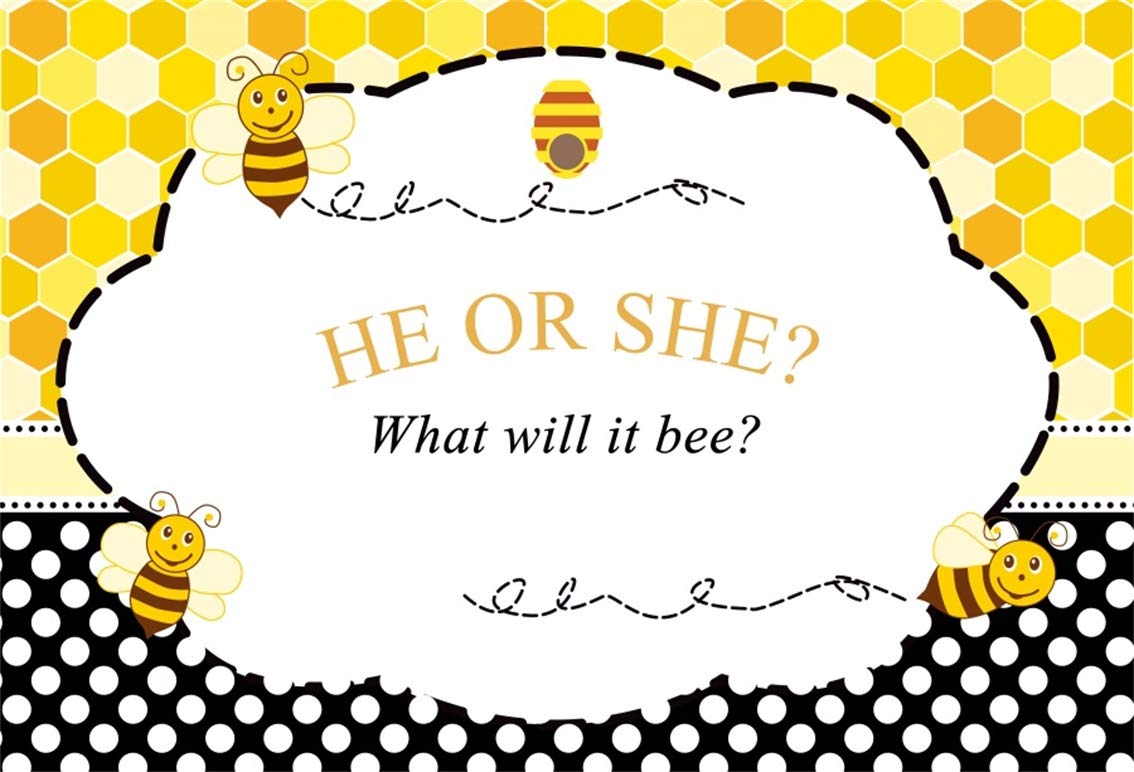 Leyiyi 6x4ft Gender Reveal Baby Shower Backdrop - Honeycomb Bee Theme Welcome Banner for Gender Disclosure Party, Birthday Decorations & Photo Booth Props - Perfect for Baby Showers, Birthday Parties & Studio Photography
