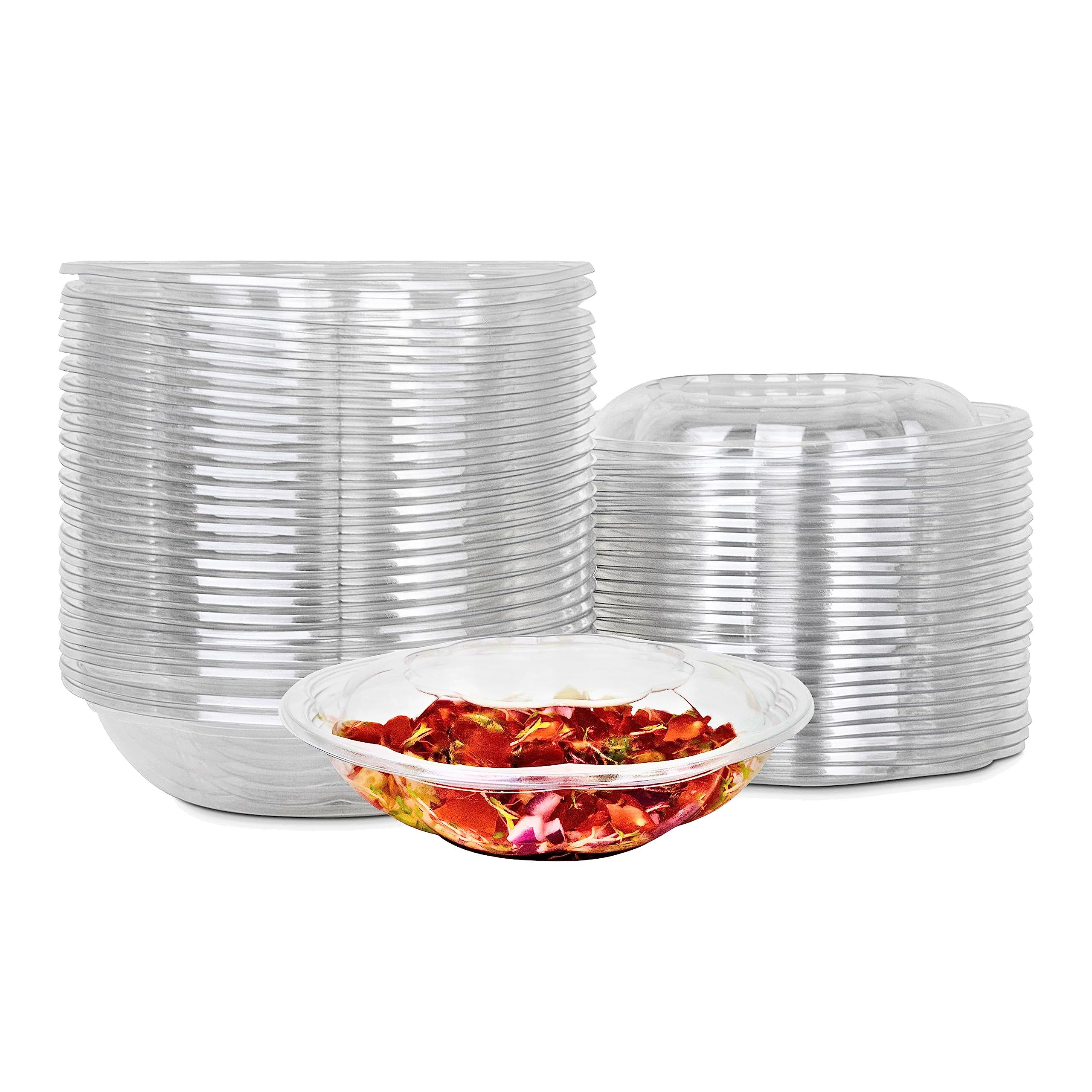 Eco-Friendly 18 oz Disposable Salad Bowls with Lids - 150 Pack | BPA-Free Meal Prep Containers, Lunch Boxes & Takeout Bowls | Perfect for Office Lunches, Picnics, Catering & Food Delivery Services