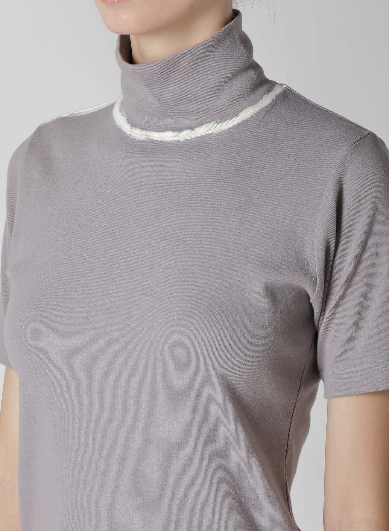 Discharge Printing High Neck Half Sleeve T-Shirt - Women's Fashion Casual Top for Daily Wear, Work & Outfits