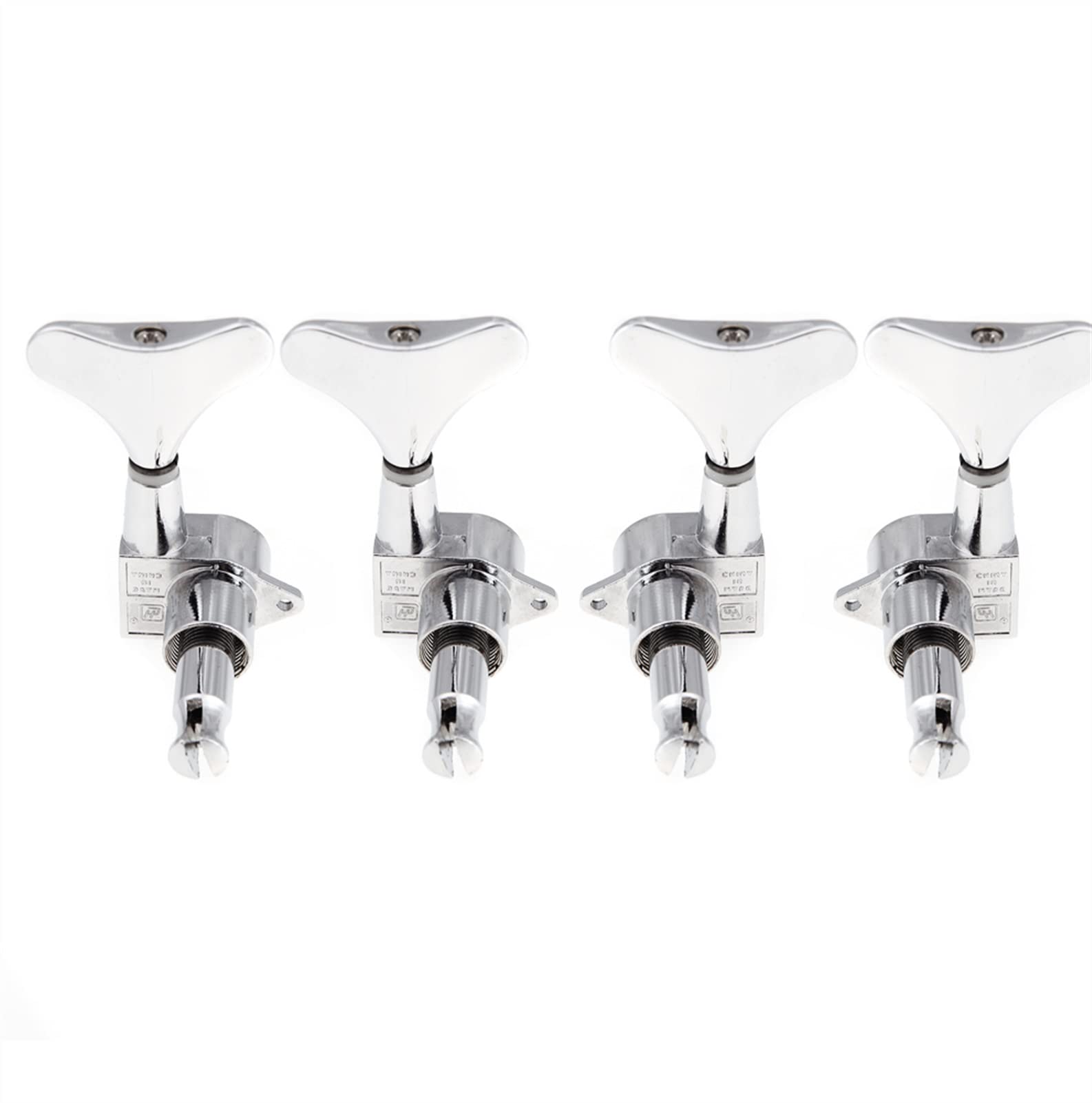 4 Chrome Sealed Guitar Tuning Pegs - Premium Bass Guitar Tuners (2L+2R) - Durable Machine Heads with Knobs for Smooth Tuning - Perfect for Electric & Acoustic Bass Guitars - Stage & Studio Use