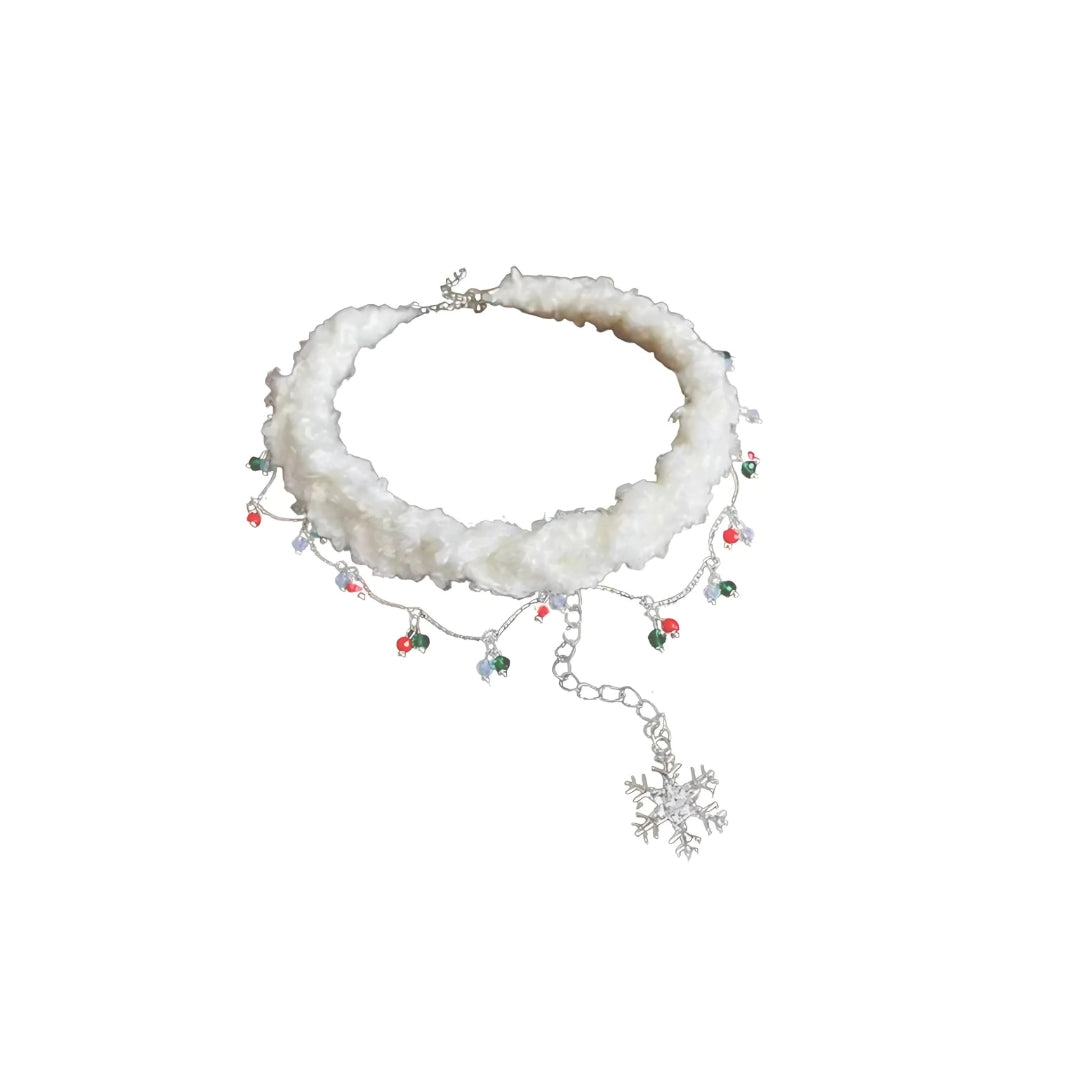Snowy Furry Christmas Choker Necklace for Women - Elegant Holiday Party Accessory | Perfect for Christmas Parties, Gift Exchanges & Winter Photoshoots | HN4935