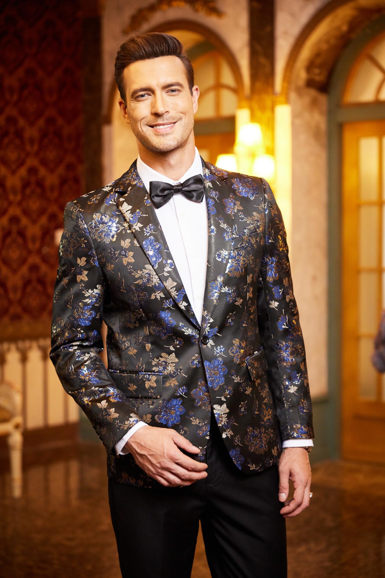 COOFANDY Men's Slim Fit Floral Tuxedo Blazer Jacket for Wedding, Prom, Dinner Party & Formal Events | Elegant Slim Fit Suit Jacket for Groomsmen, Evening Wear & Special Occasions