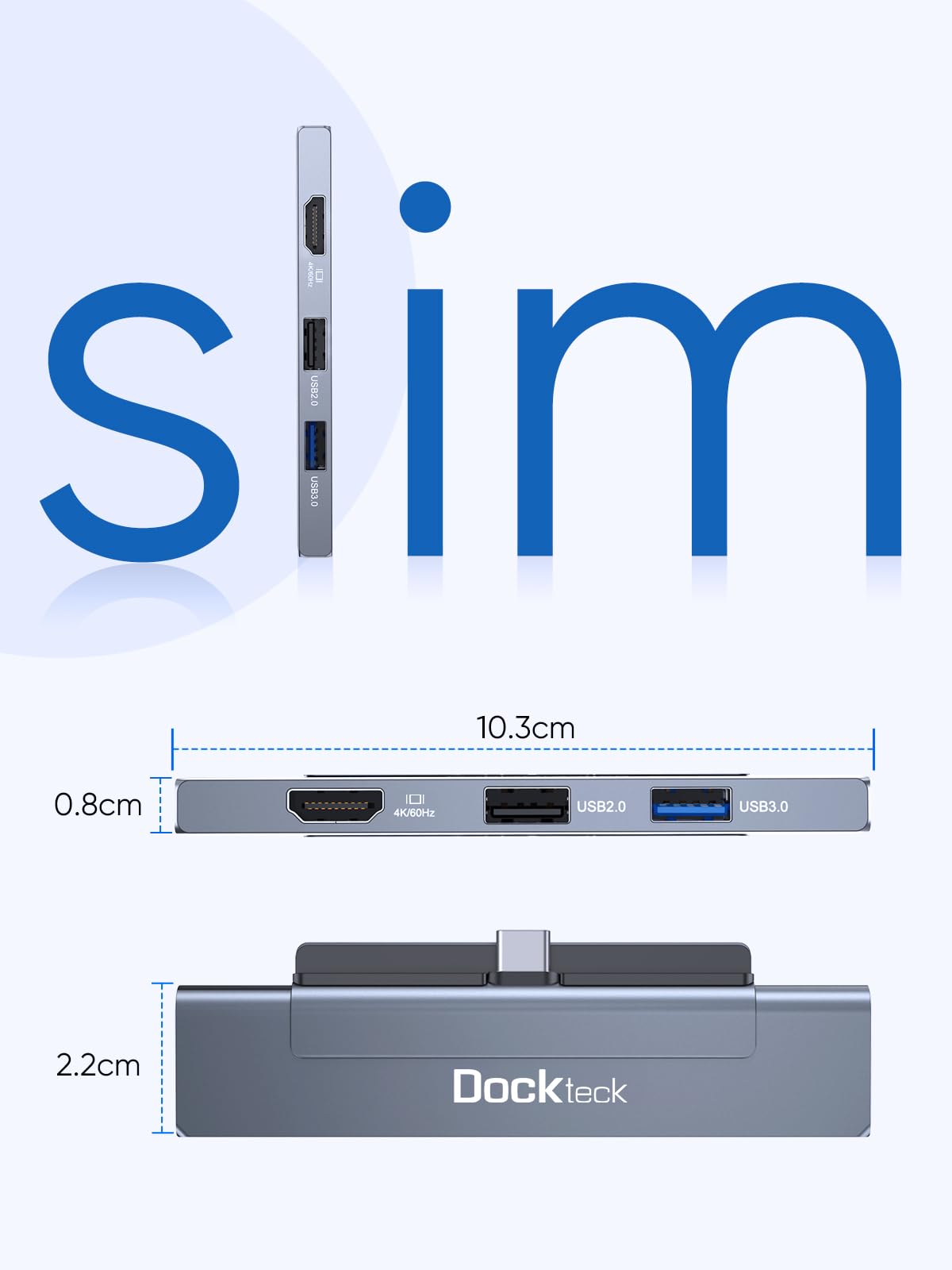 Dockteck 5-in-1 USB C Hub for iPad Pro - Magnetic Multiport Adapter with 100W PD Charging, 4K 60Hz HDMI, USB 3.0 Ports & Audio Jack | Compatible with iPad Pro 12.9 (2021/2020/2018), iPad Air & iPad Mini 6 | Perfect for Home Office, Travel & Multimedia Entertainment