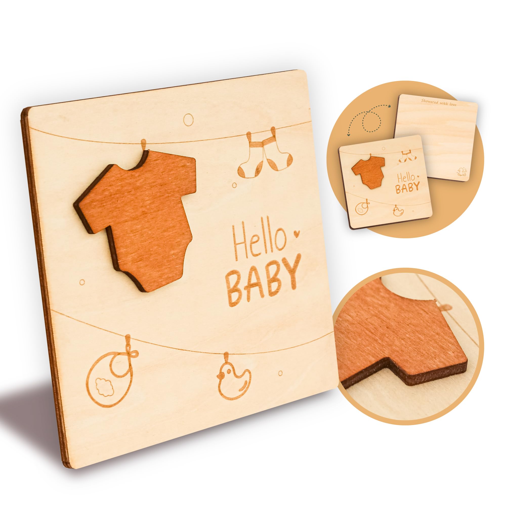 Funny Baby Shower Card - Wooden Newborn Greeting Card for Baby Girl & Boy | Congratulations & Welcome New Baby Gift | Perfect for Baby Showers, Birth Announcements & New Parent Gifts