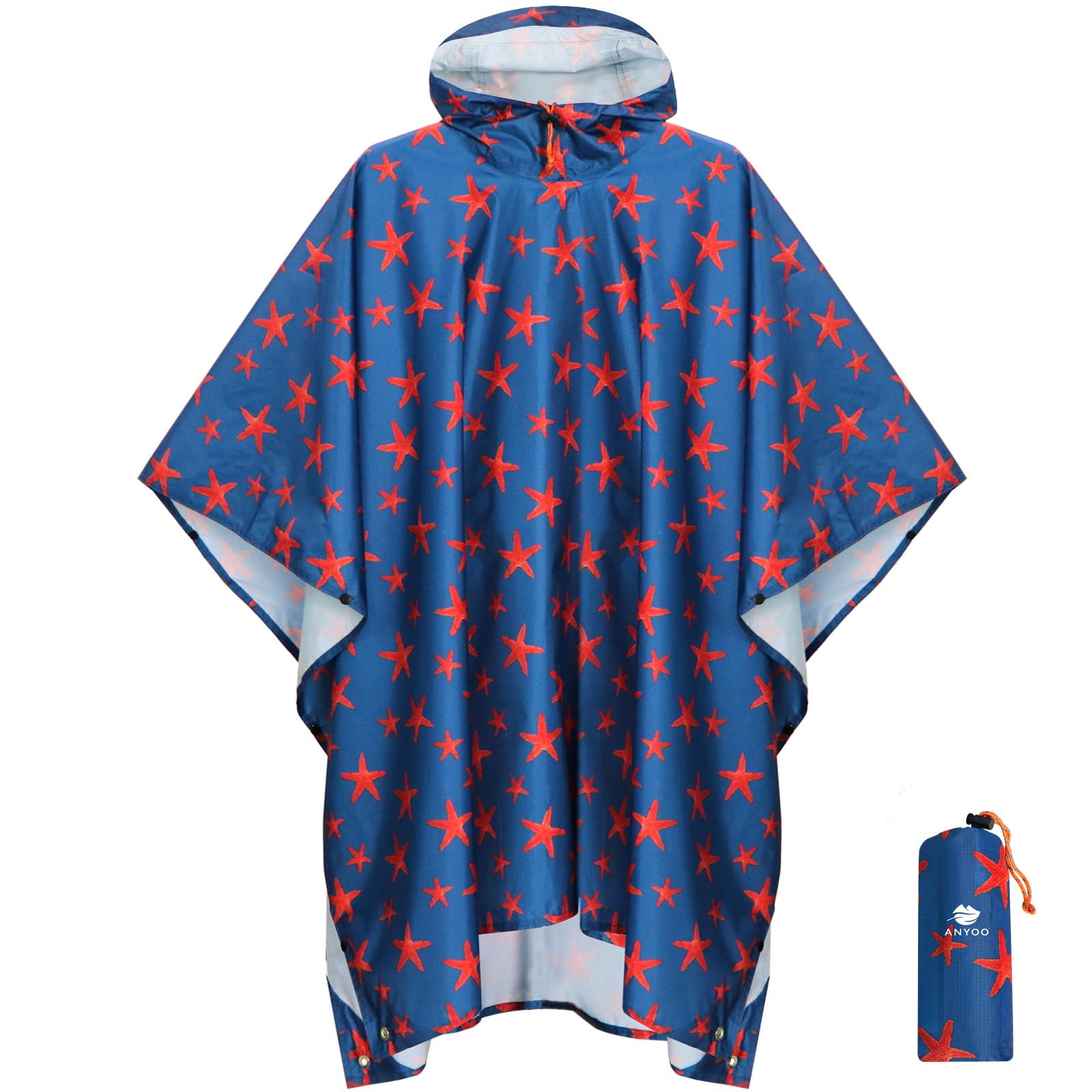 ANYOO Waterproof Rain Poncho for Adults - Lightweight Hooded Raincoat for Men & Women - Perfect for Hiking, Camping, Outdoor Adventures & Emergency Weather Protection