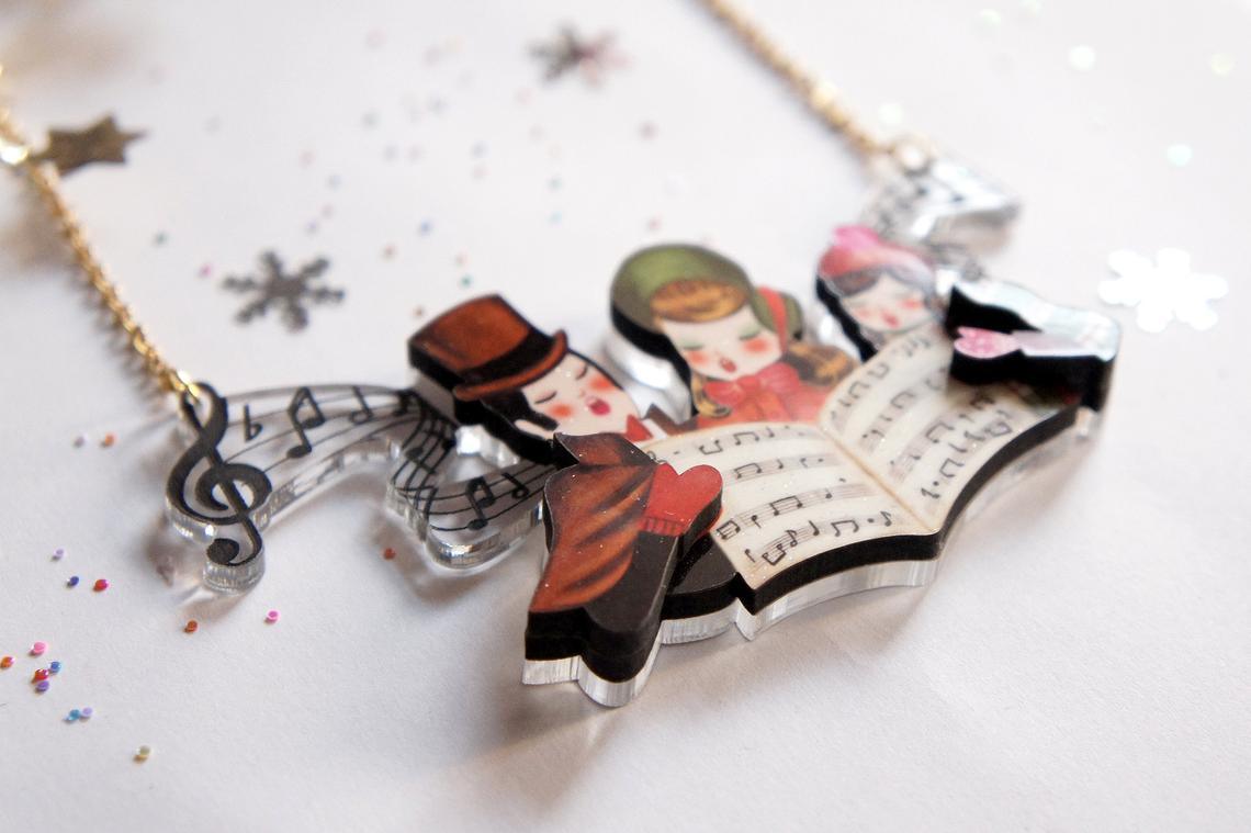 Laliblue Christmas Carols Necklace - Elegant Holiday Jewelry Gift for Women | Perfect for Christmas Parties, Festive Gatherings & Gift Exchanges