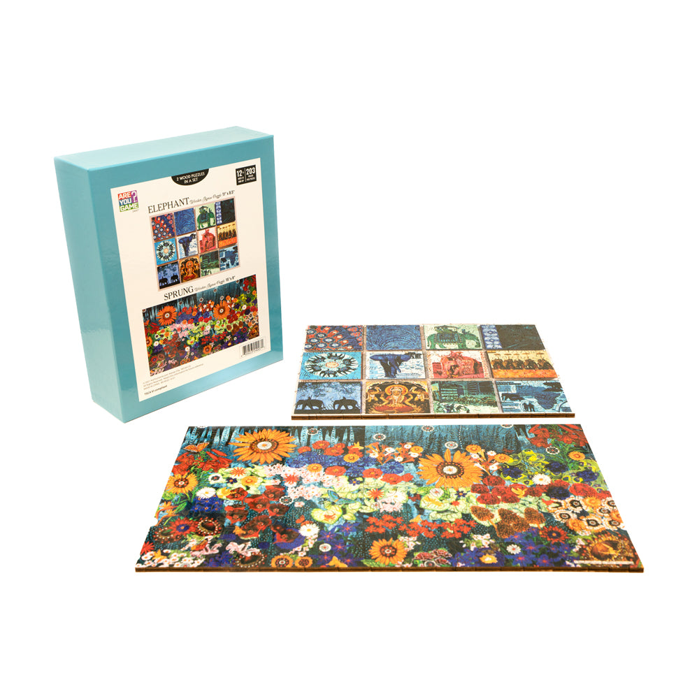 AreYouGame 406-Piece Elephant & Sprung Wooden Jigsaw Puzzle - Premium Quality Brain Teaser for Adults & Kids - Perfect for Family Game Night & Educational Play