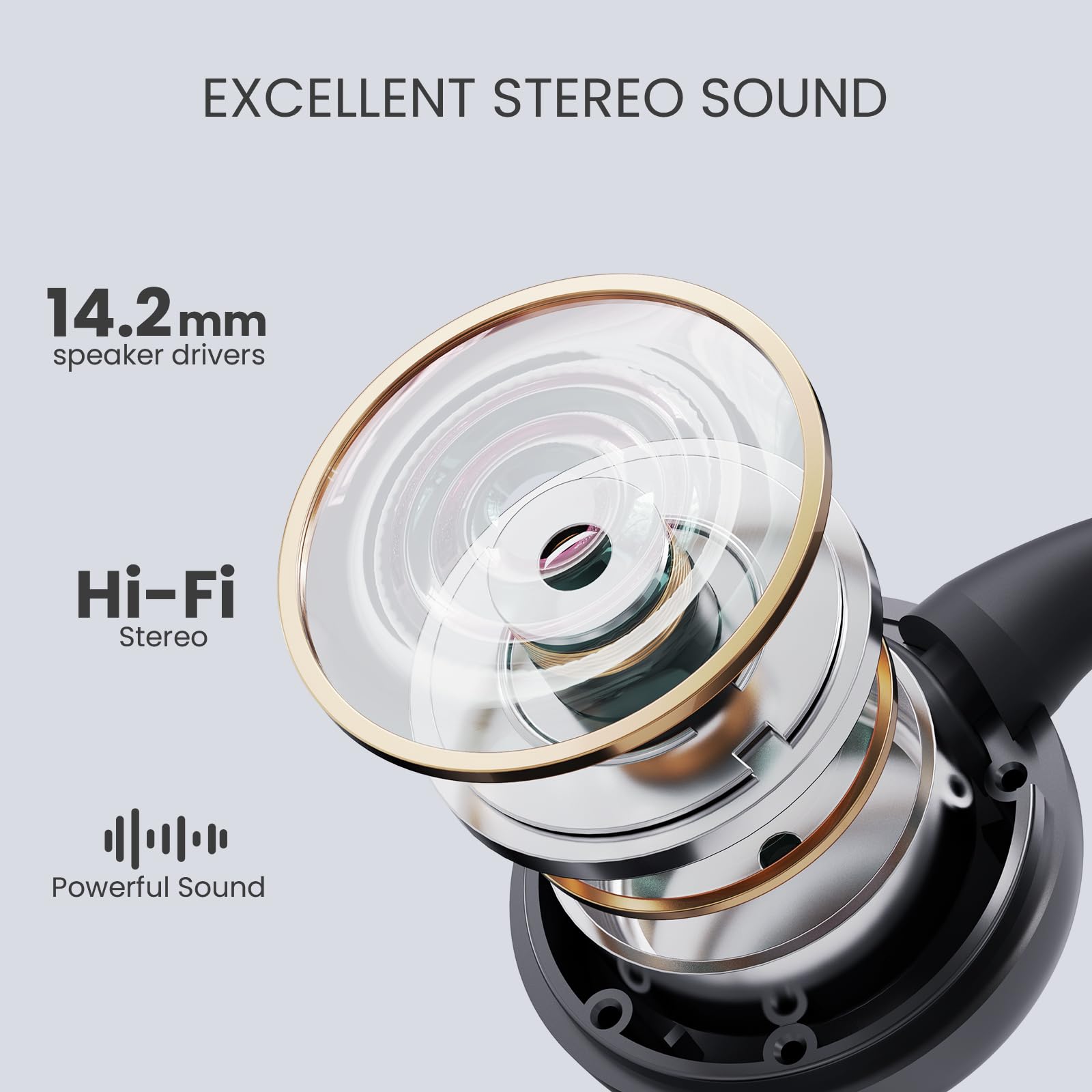 Open Ear Headphones Q87 - True Wireless Bluetooth 5.3 Earbuds with Touch Control, Secure Ear Hooks & Built-in Mic for Sports, Gym, Running & Workouts | Perfect for Outdoor Activities & Fitness Enthusiasts
