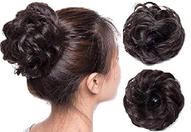 KYNA Set of 2 Ruffle Juda Hair Extensions - Synthetic Hair Frill Accessories for Women & Girls (Black) - Perfect for Parties, Weddings & Cosplay