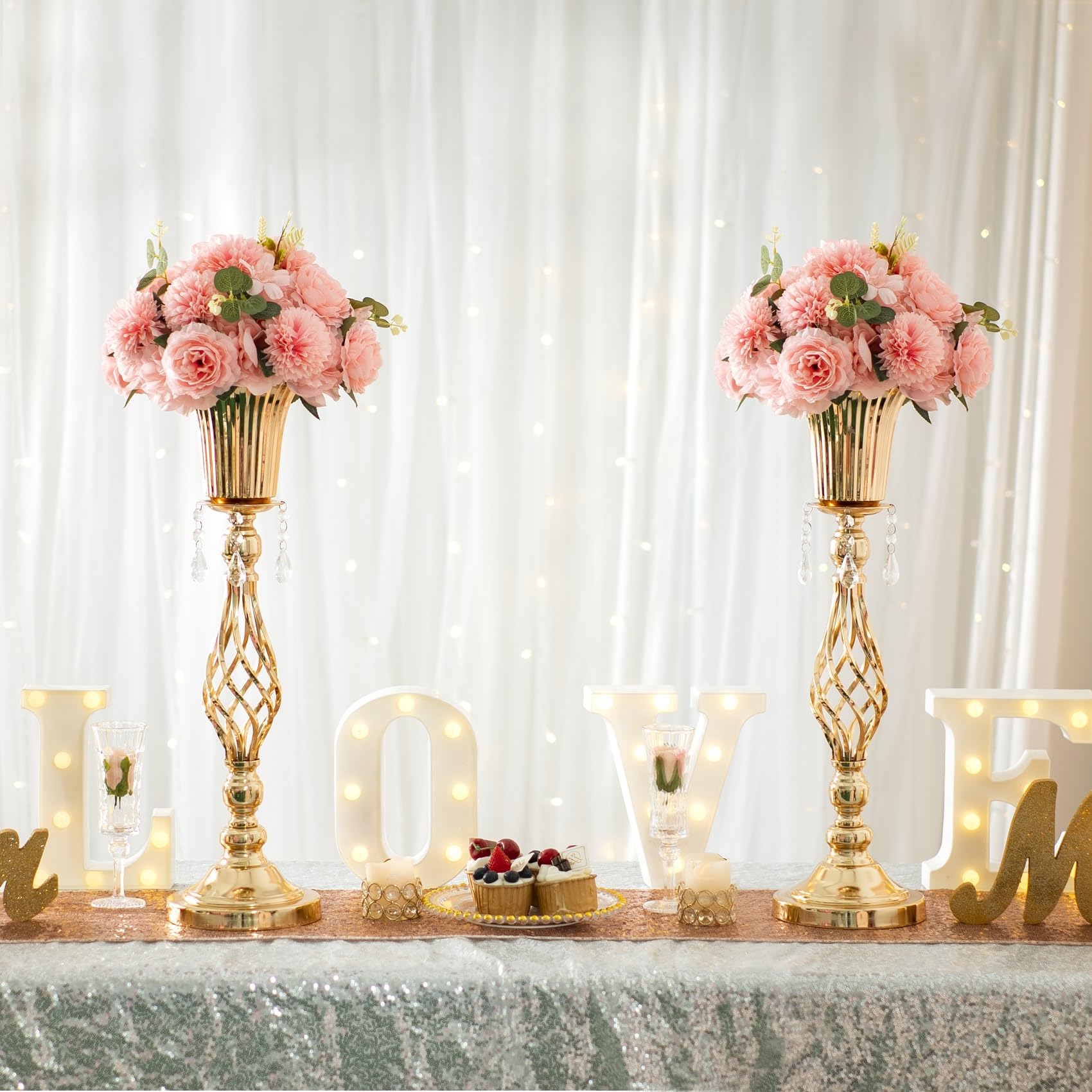 10Pcs Gold Wedding Flower Stand Centerpieces for Tables - 23.2in Tall Floral Vase Stands for Party, Birthday, Home Decor - Perfect for Wedding Receptions, Anniversary Celebrations & Event Table Decorations