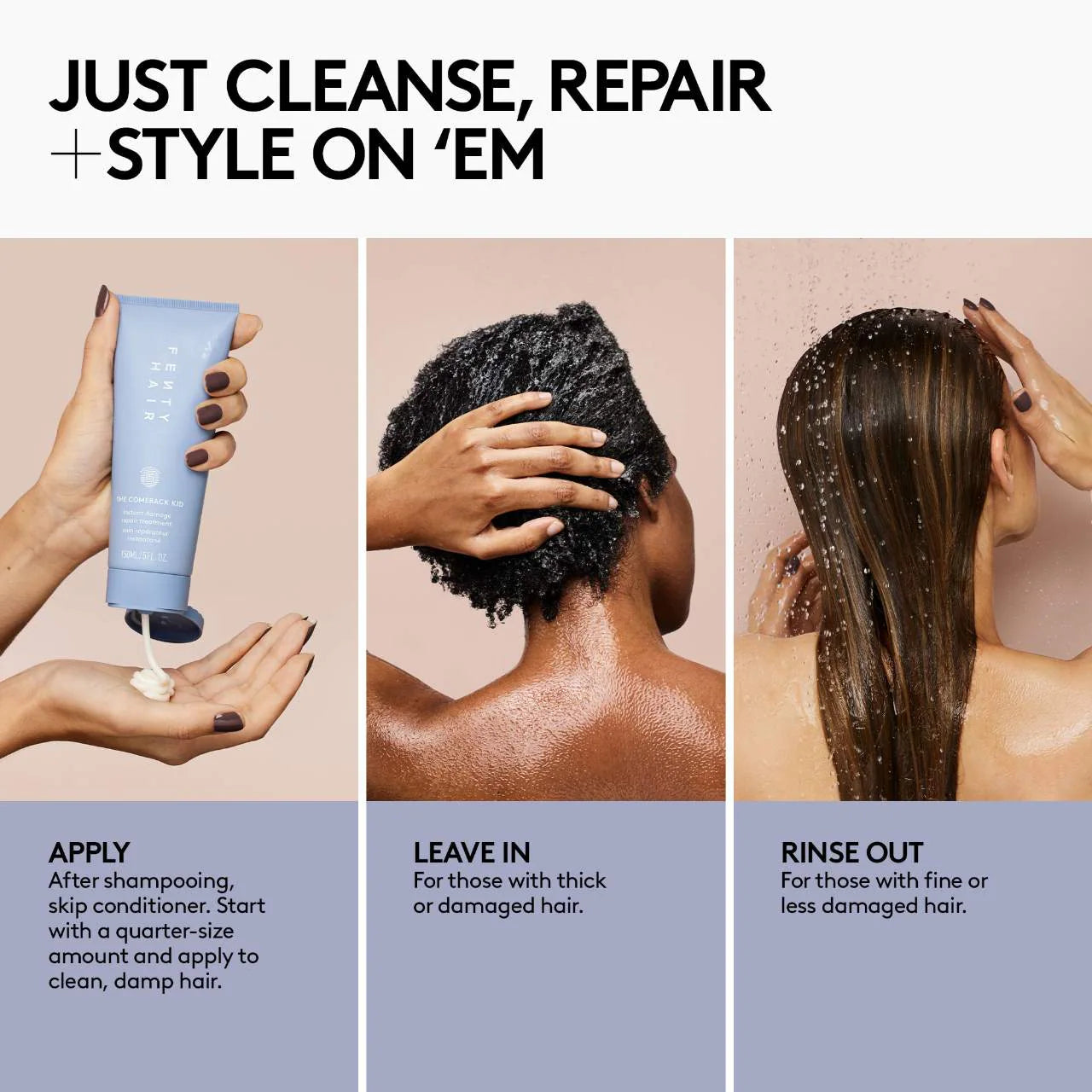 Fenty Beauty The Comeback Kid Instant Damage Repair Hair Treatment - Deep Conditioning for Damaged Hair, Split Ends & Frizz - Perfect for Salon-Quality Results at Home