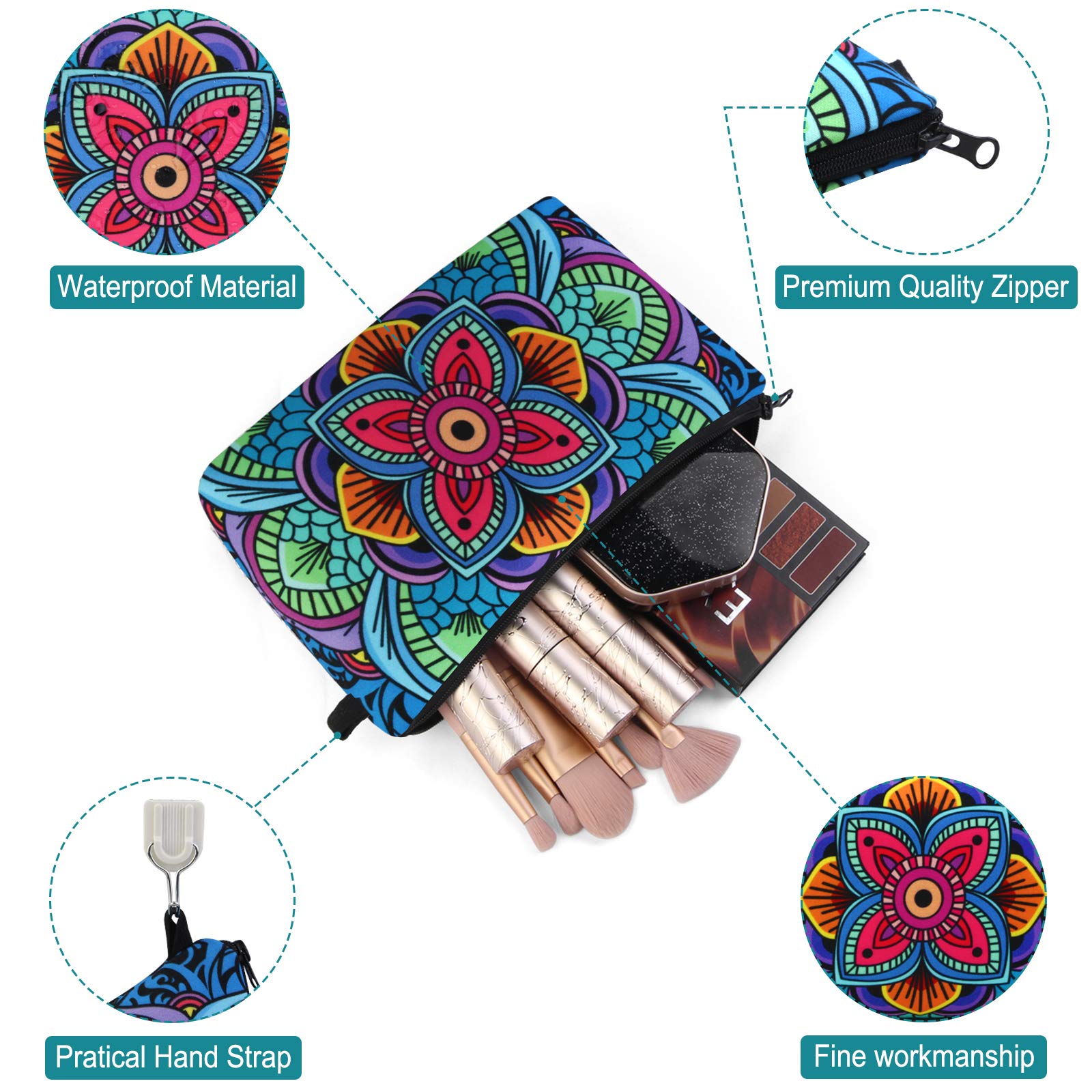 **MAGEFY Small Makeup Bag for Women - Waterproof Travel Cosmetic Pouch with Zipper, Portable Multifunctional Organizer (Dark Blue Floral, 1 Pack) - Perfect for Travel, Gym & Daily Essentials**