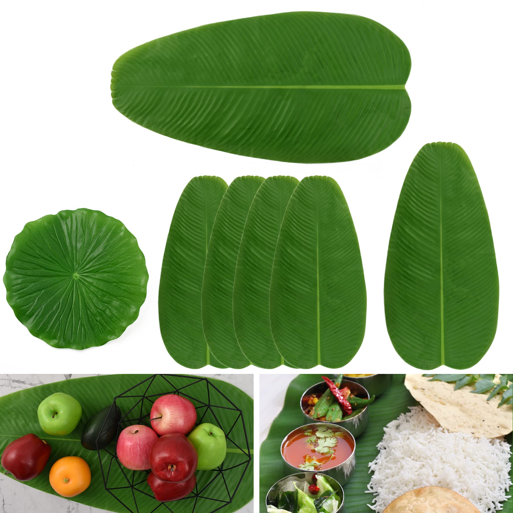 7pcs Artificial Tropical Banana Leaves - Realistic Fake Banana Leaves for Hawaiian Party, Jungle & Beach Theme Decor - Perfect for Table Centerpieces, Kitchen Decor, and Tropical Party Accessories
