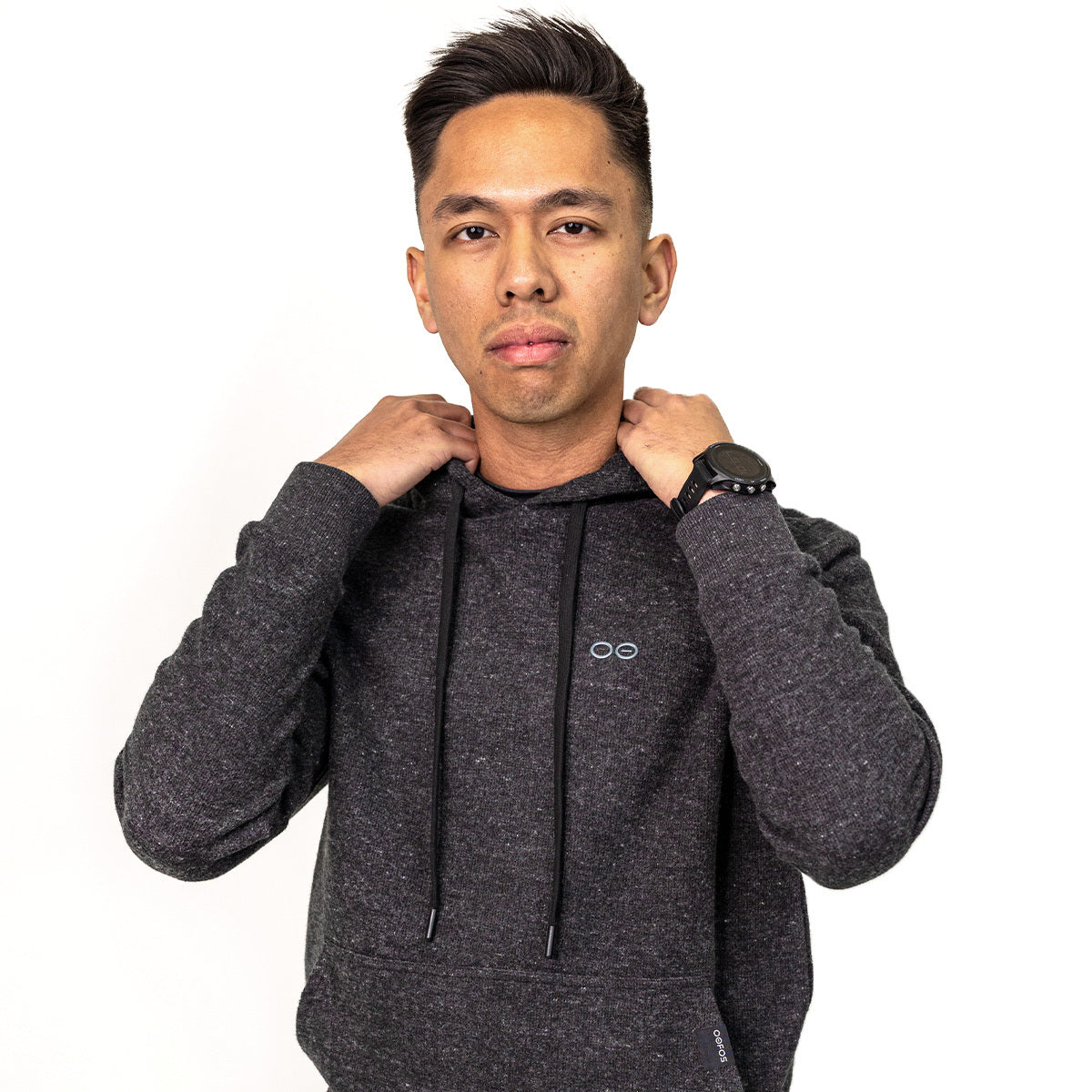 Men's OOmy Knit Hoodie - Dark Charcoal Gray Heather | Cozy Pullover Sweatshirt for Casual Wear & Outdoor Activities