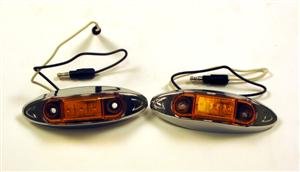 2 Pack Amber LED Side Marker Clearance Lights with Chrome Bezels - Waterproof for Trucks, Trailers, RVs & Boats - DOT Compliant Safety Lights for Night Driving & Parking