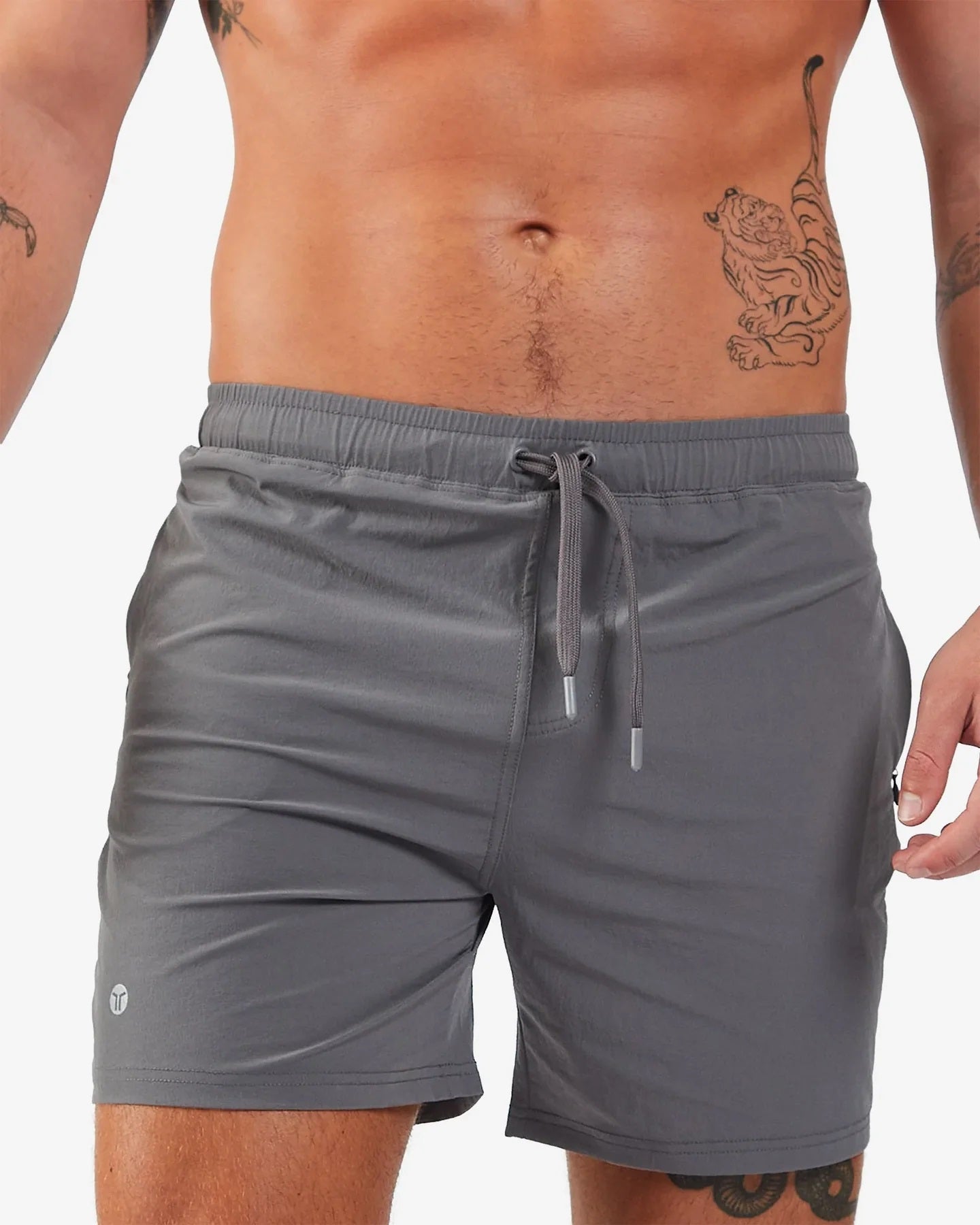 Teamm8 Track 6 Gym Shorts for Men - Breathable Workout Shorts with Pockets - Licorice Grey - Perfect for Running, Training & Gym Sessions