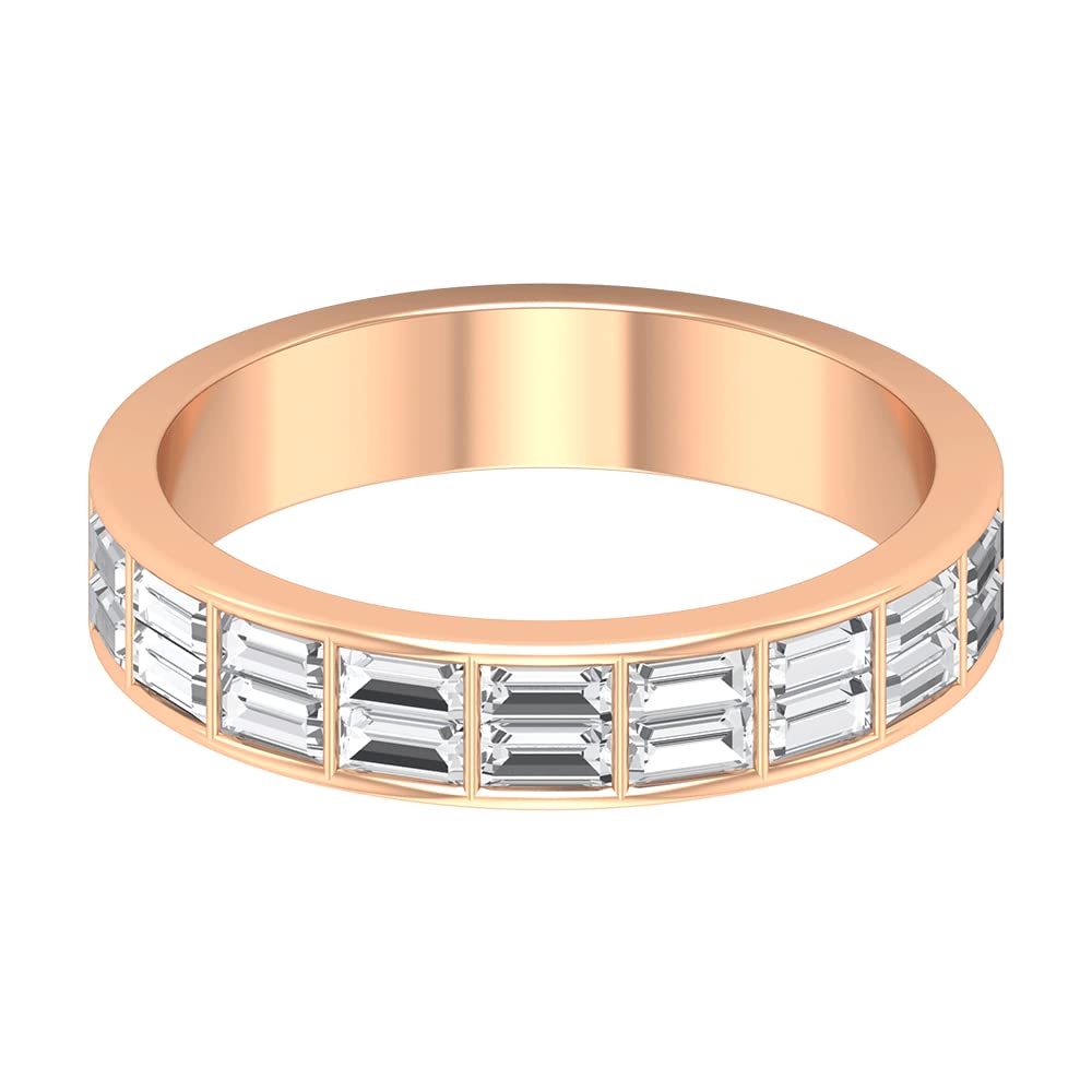 1/2 CT Baguette Cut Diamond Half Eternity Ring - 14K Solid Gold Channel Set Wedding Band for Women, Anniversary Gift, Bridal Jewelry, Stackable Ring for Everyday Wear