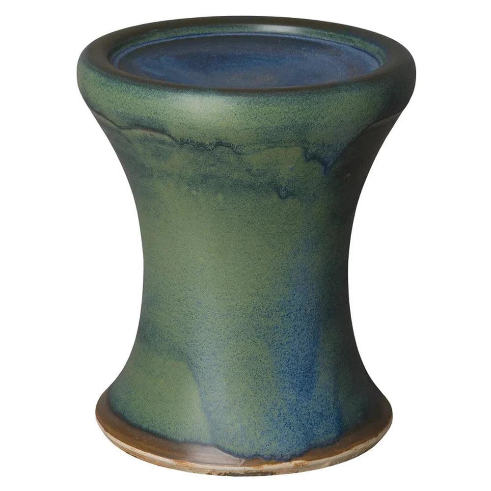 18 Inch Berta Verdigris Ceramic Garden Stool - Outdoor Patio Decor, Indoor Side Table, Plant Stand for Home & Garden