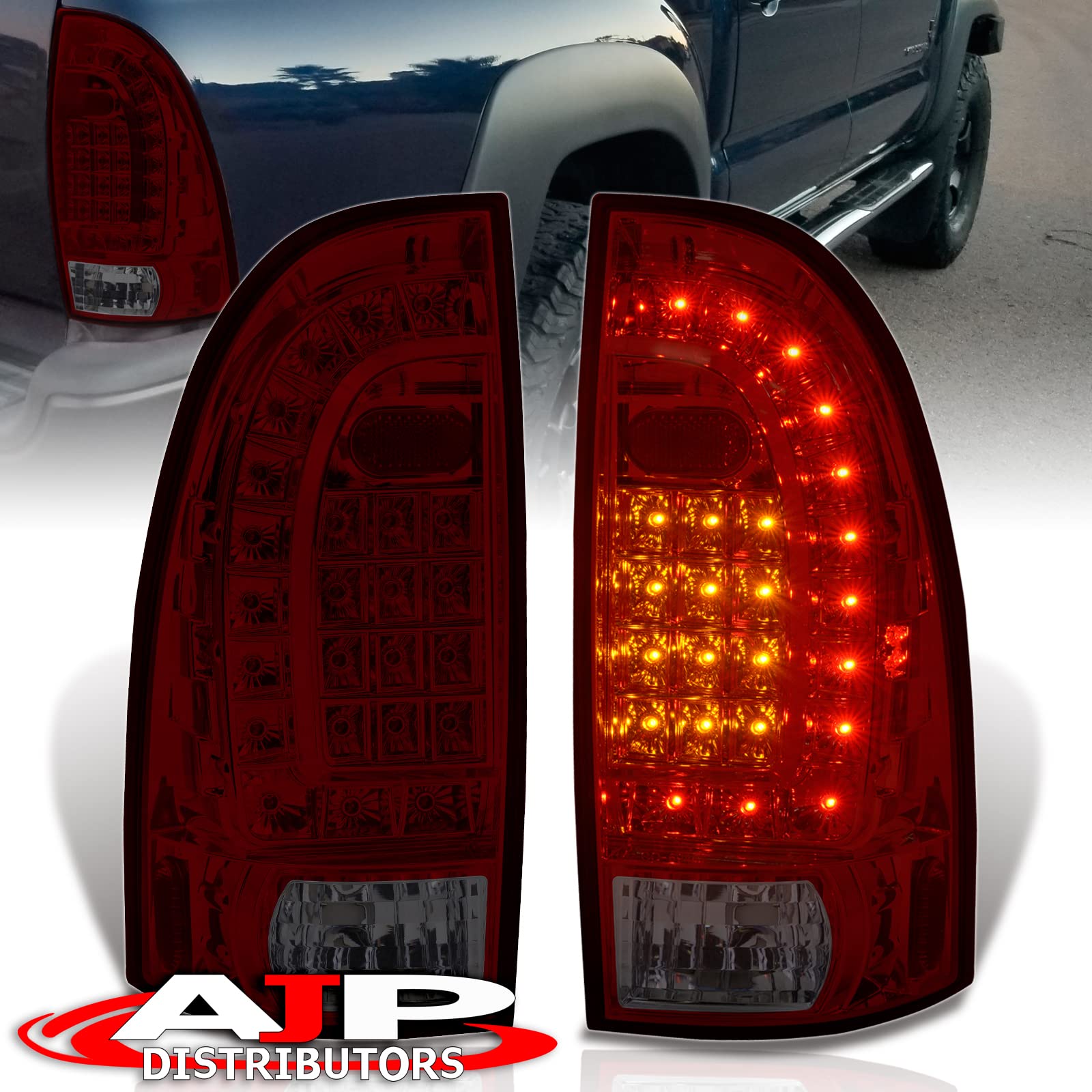 AJP Distributors LED Tail Lights Brake Stop Running Signal Lamps - Replacement Pair for Toyota Tacoma 2005-2015 Pickup Truck - Enhanced Night Driving Safety & Style Upgrade