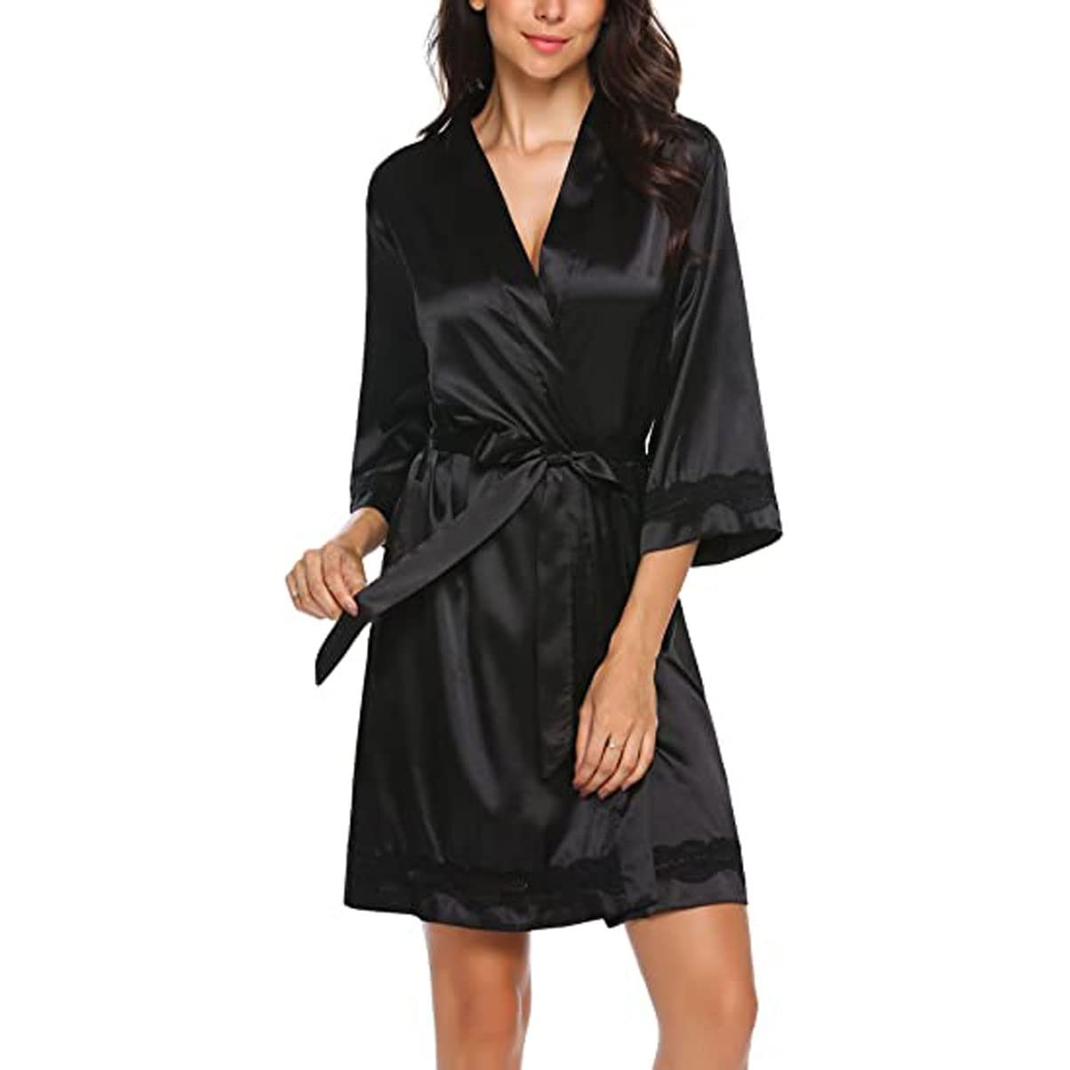 Silky Satin Bridal Kimono Robe for Women - Sexy Lingerie Sleepwear & Loungewear - Plus Size X-Large Wedding Nightgown - Perfect for Honeymoon, Spa Days & Romantic Getaways (Color A)