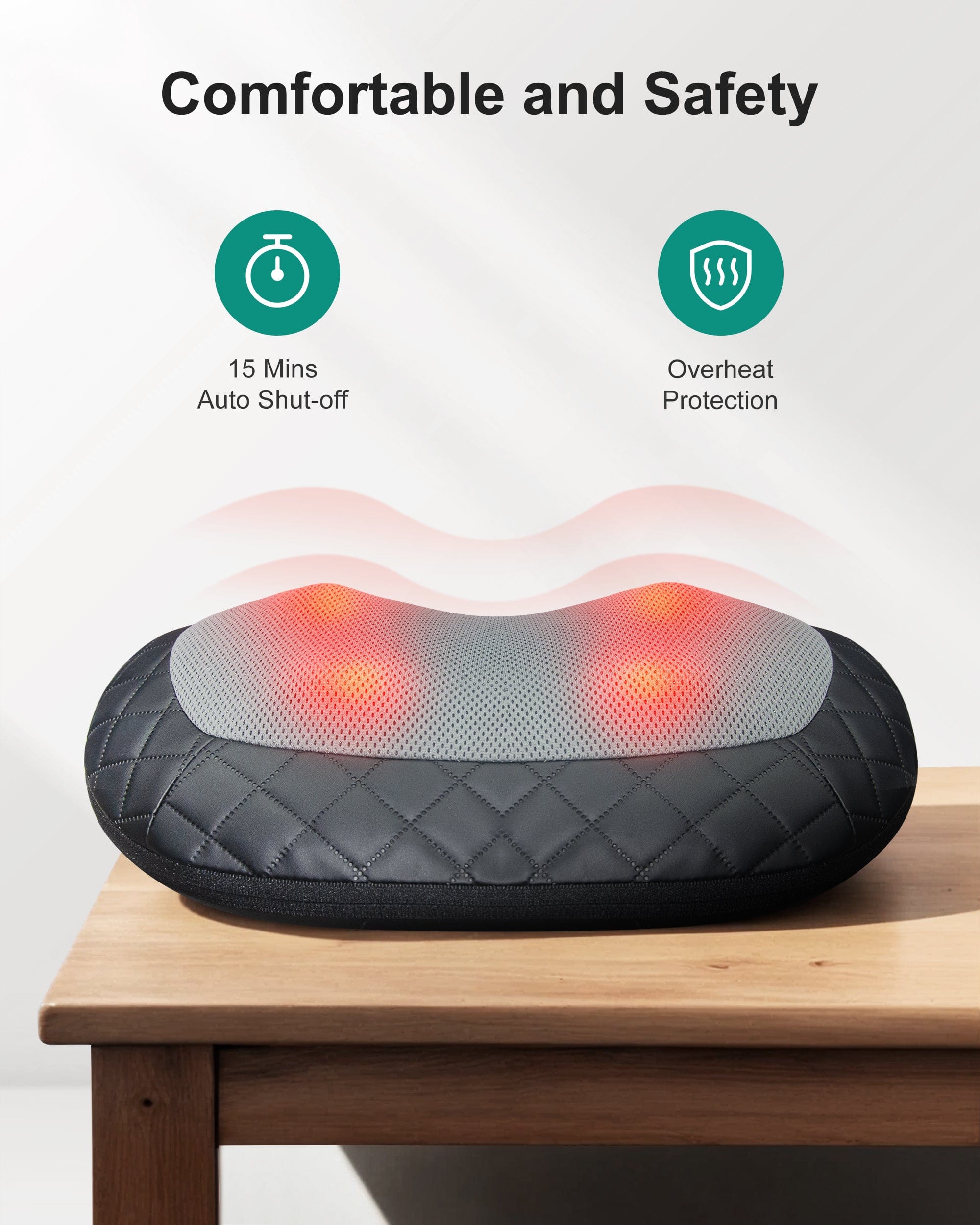 Snailax Shiatsu Deep Tissue Massage Pillow with Heat for Back, Neck & Shoulder Pain Relief - Portable Kneading Massager for Home, Office & Car Use