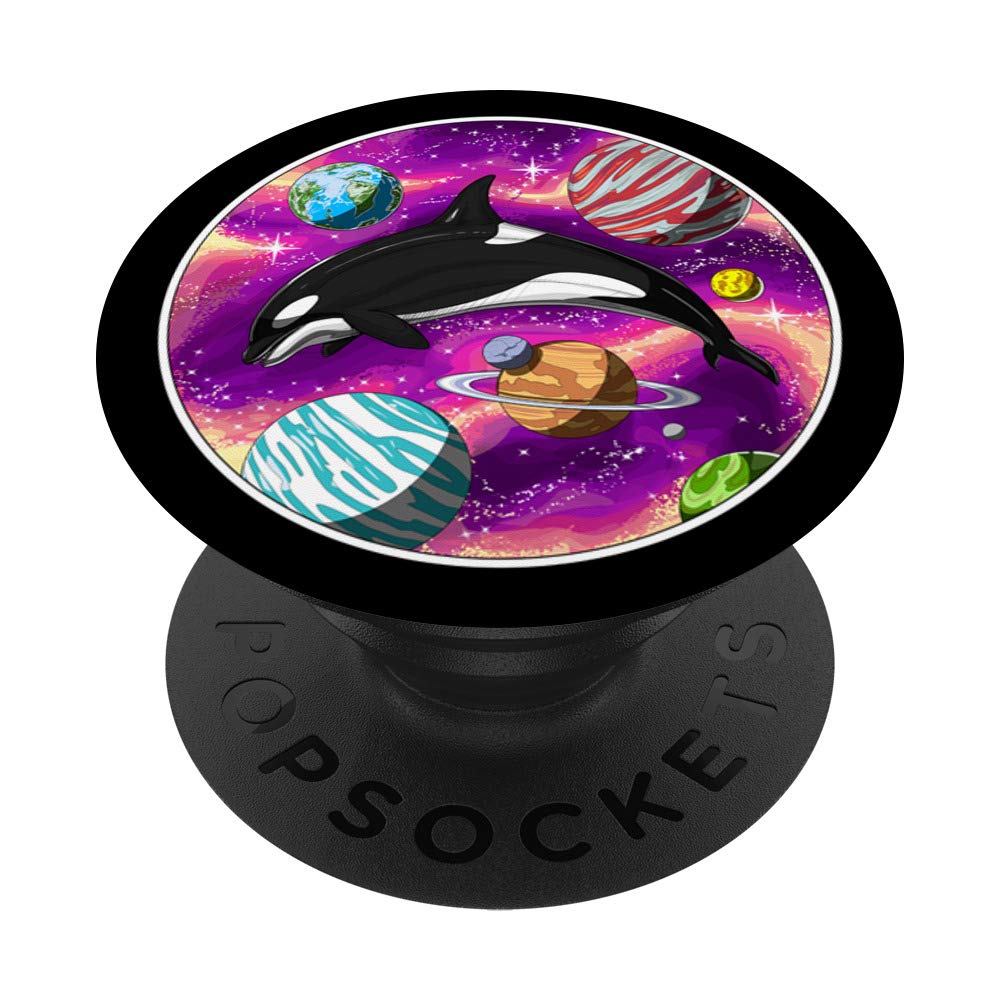 Space Orca Whale Psychedelic Cosmic Planets Fantasy Hippie PopSockets Swappable PopGrip - Galaxy Themed Phone Grip & Stand for iPhone, Samsung & Smartphones - Perfect for Music Festivals, Road Trips & Boho Decor