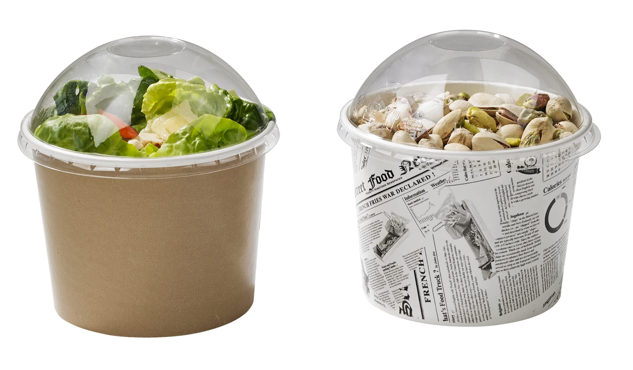 Eco-Friendly 16 oz Disposable Kraft Paper Soup Cups with Lids - Pack of 500 | Biodegradable Food Containers for Ice Cream, Takeout, Catering & Parties | BPA-Free Round Paper Bowls for Hot/Cold Beverages