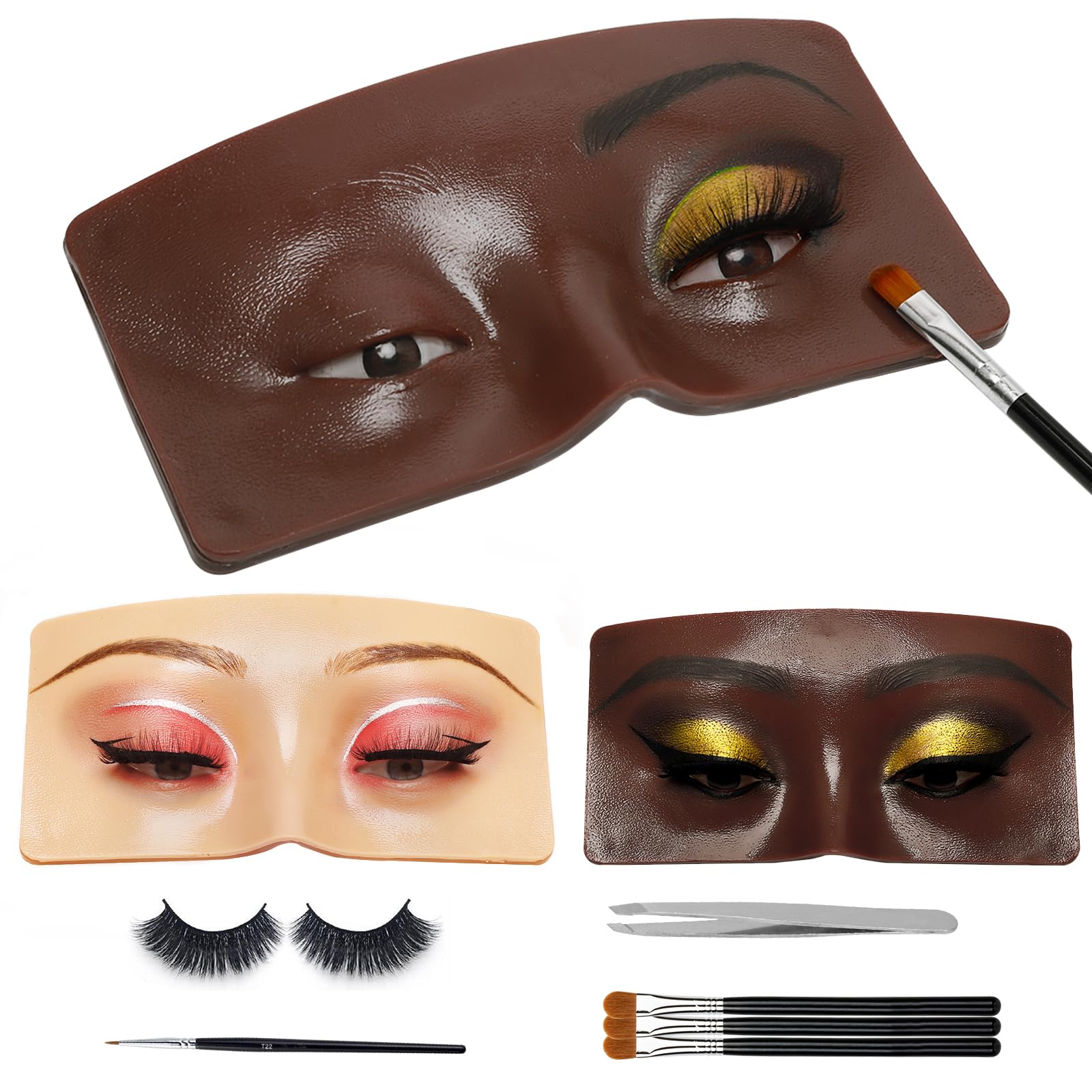 3D Eye Makeup Practice Board - Reusable Silicone Face Mannequin for Beginners | Perfect Makeup Training Tool for Eyeshadow, Eyeliner & Eyebrow Techniques | Ideal for Beauty Students, Artists & Home Practice (Black)