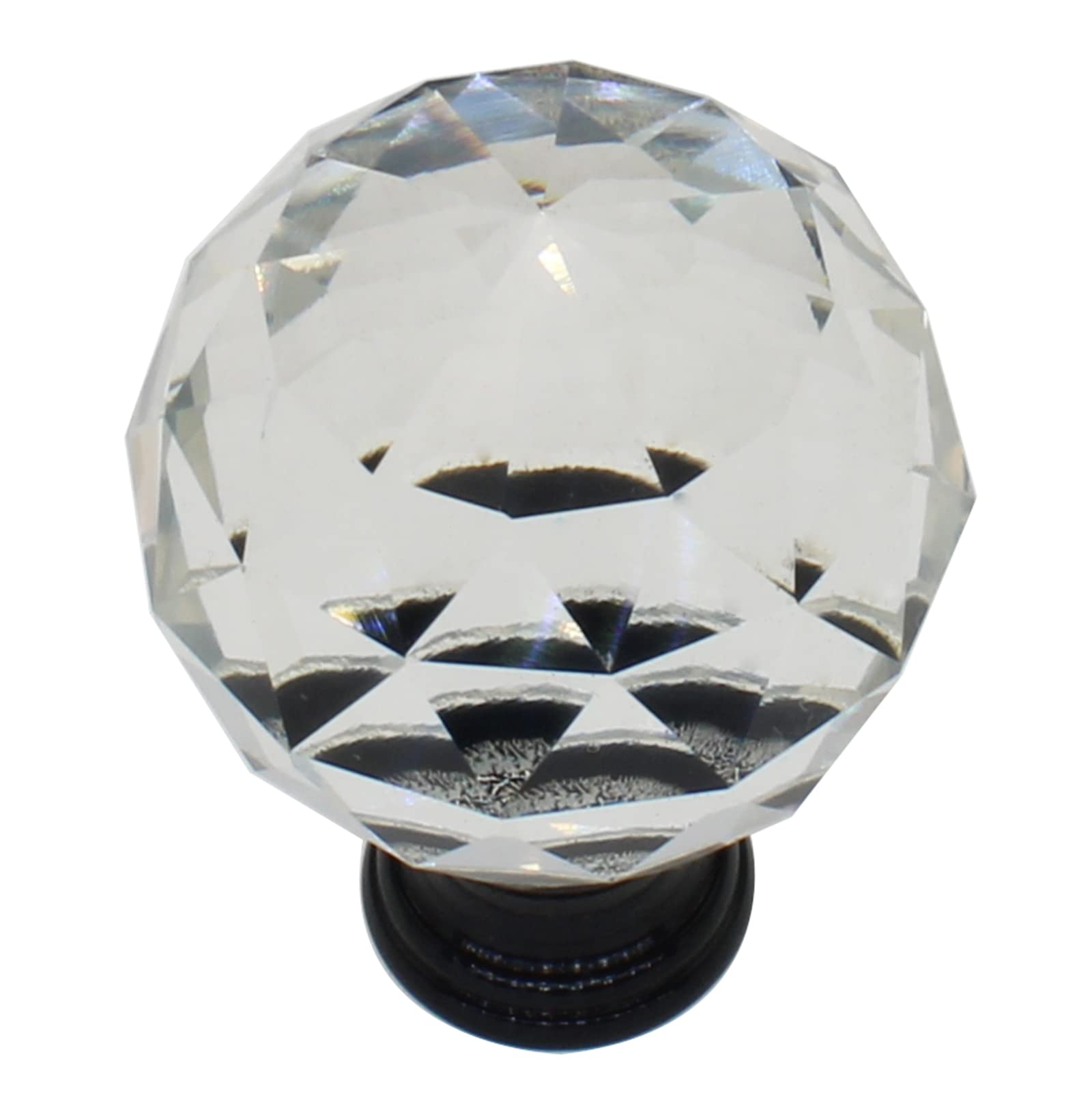 Diamond Crystal Lamp Finial - Multi-Faceted Lamp Cap Knob with Black Alloy Base for Lamp Shades | Elegant Lighting Decoration for Living Room, Bedroom & Office