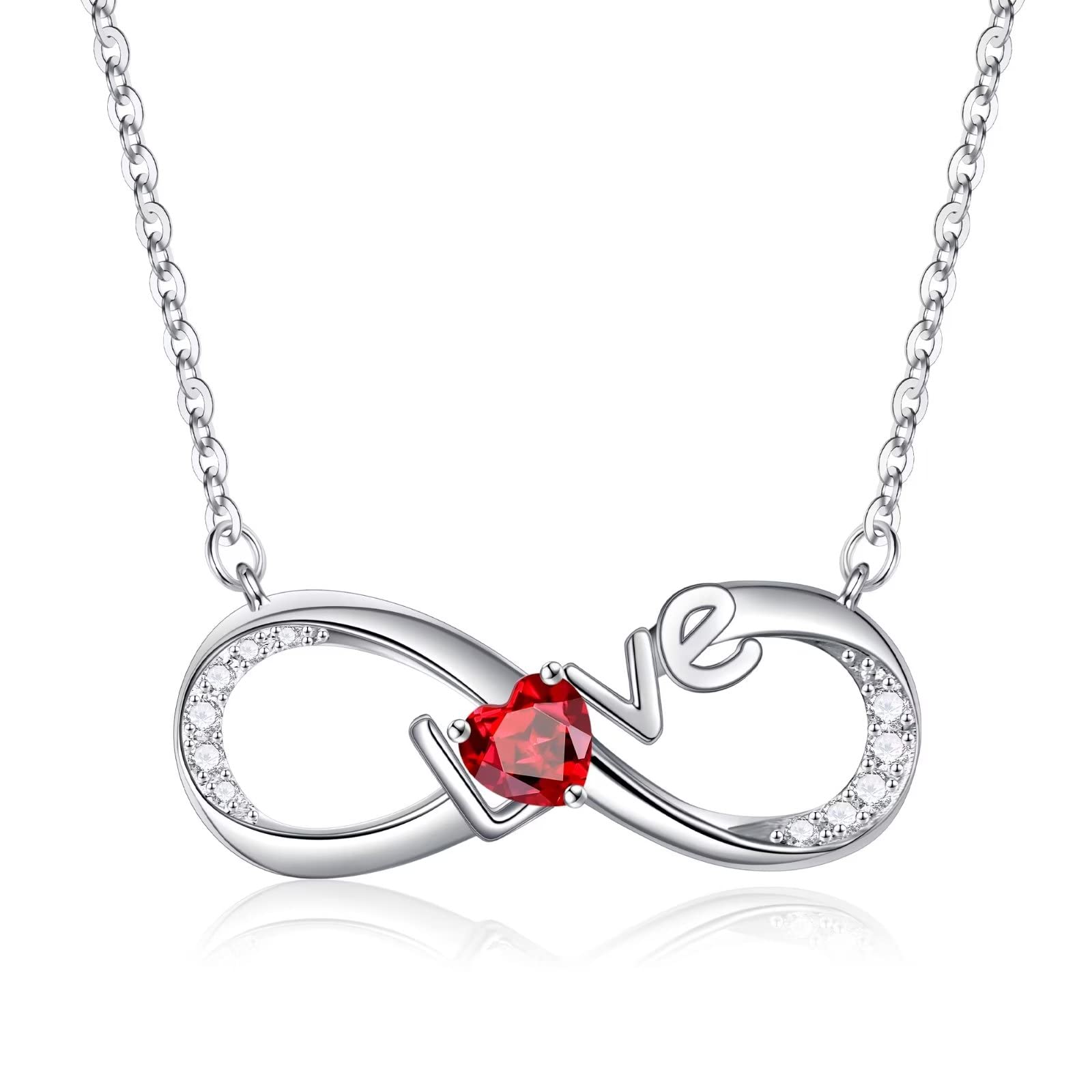 **Infinity Love Heart Necklace for Women - 925 Sterling Silver Birthstone Pendant, Forever Love Jewelry for Anniversary, Christmas, Valentine's Day, Mother's Day & Birthday Gifts - Perfect for Wife, Mom, and Loved Ones | Elegant Everyday Wear & Special Occasions**